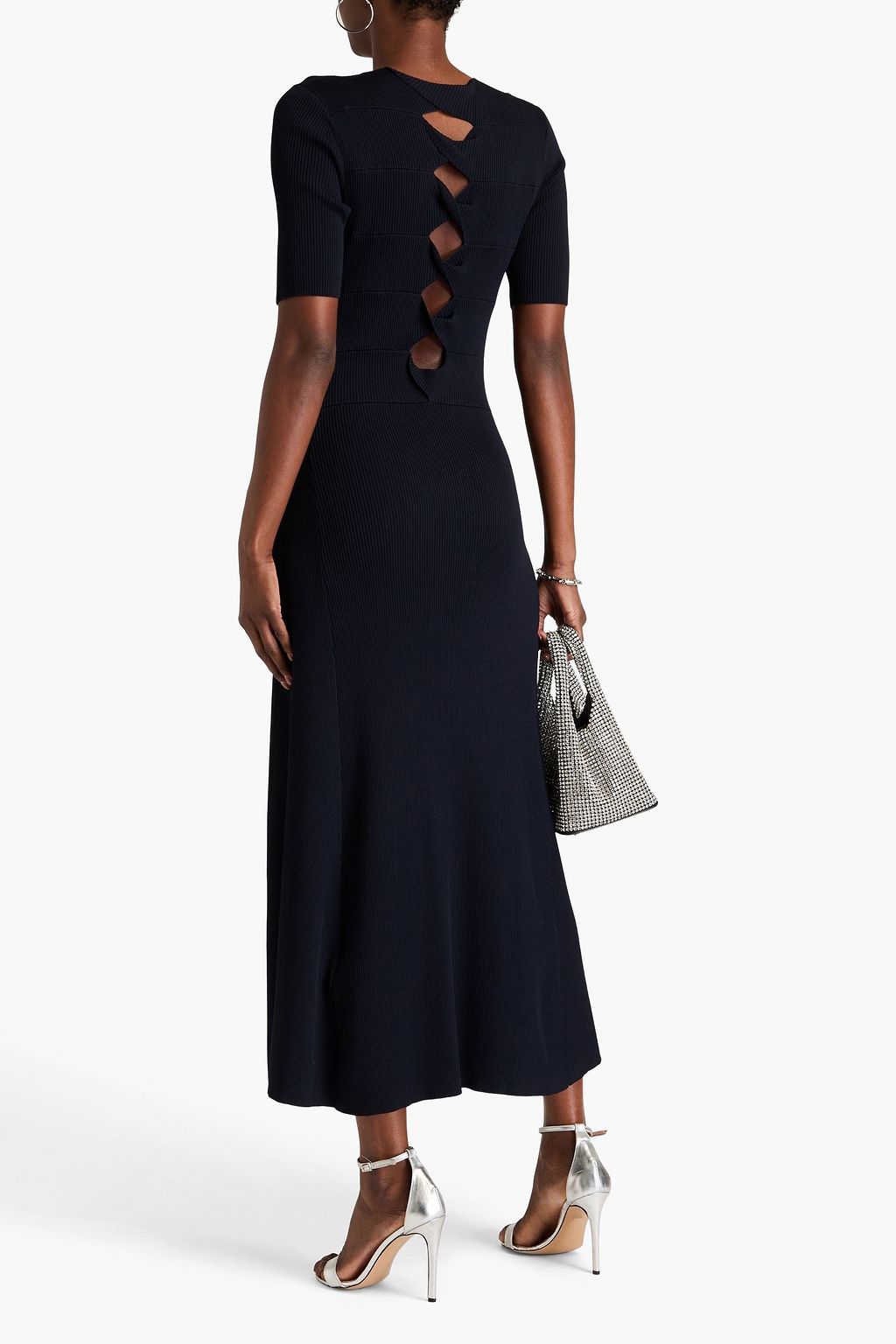 MAJE Cutout ribbed-knit maxi dress