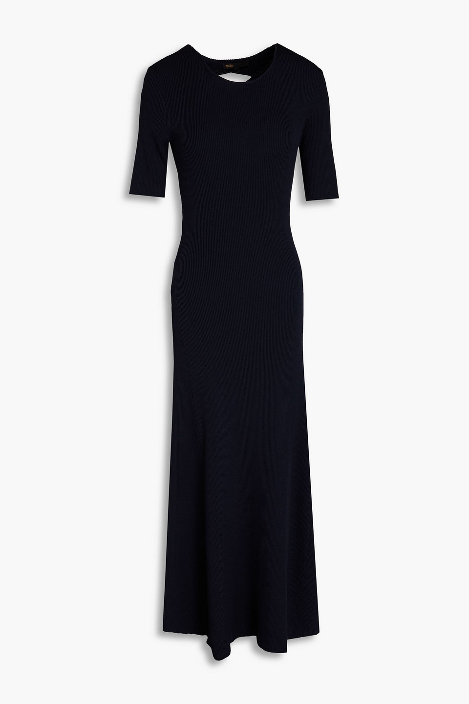 Maje - Cutout ribbed-knit maxi dress - Blue - FR 40