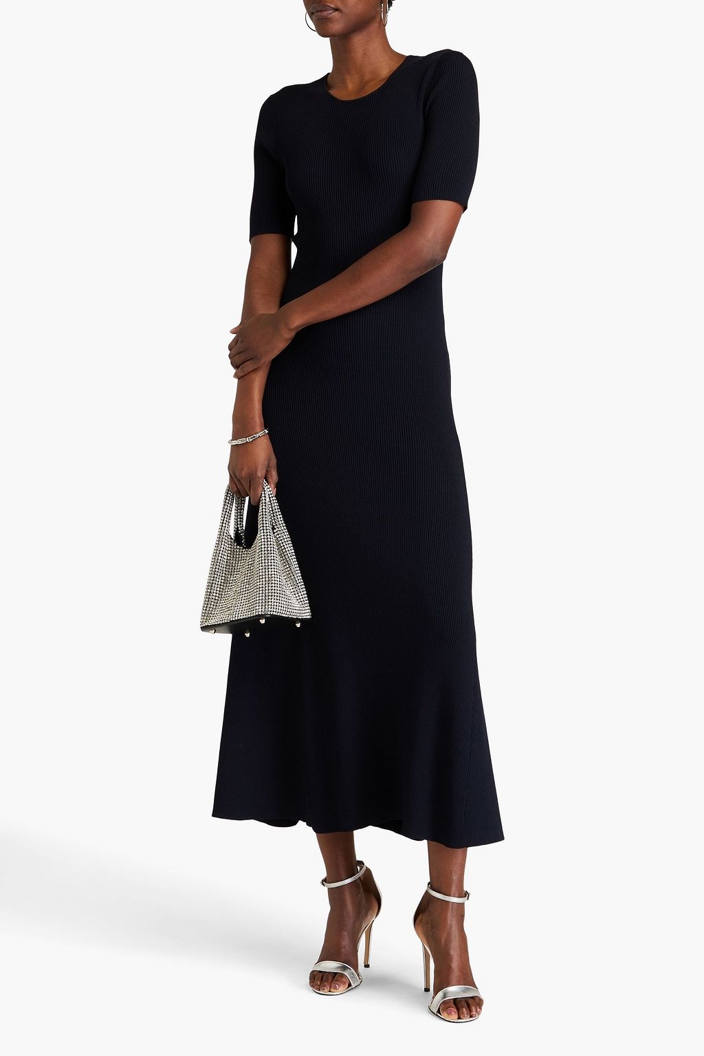 MAJE Cutout ribbed-knit maxi dress