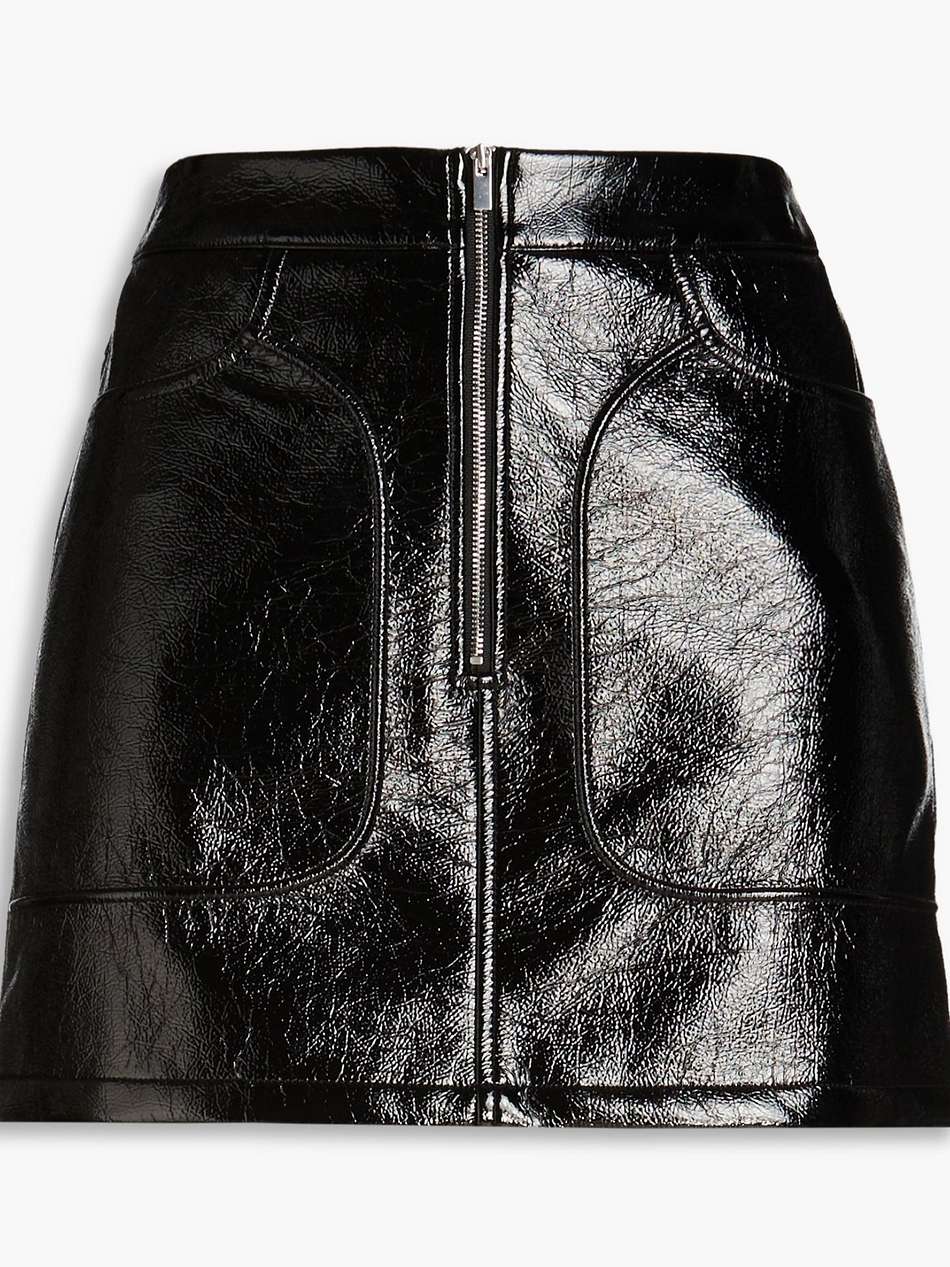 crinkled vinyl mini skirt
