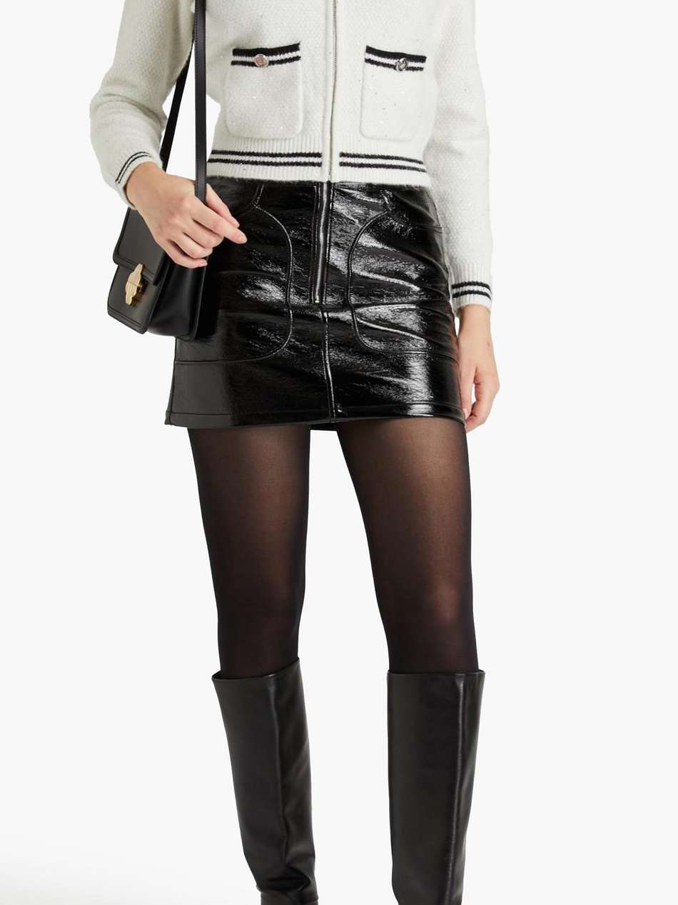 crinkled vinyl mini skirt