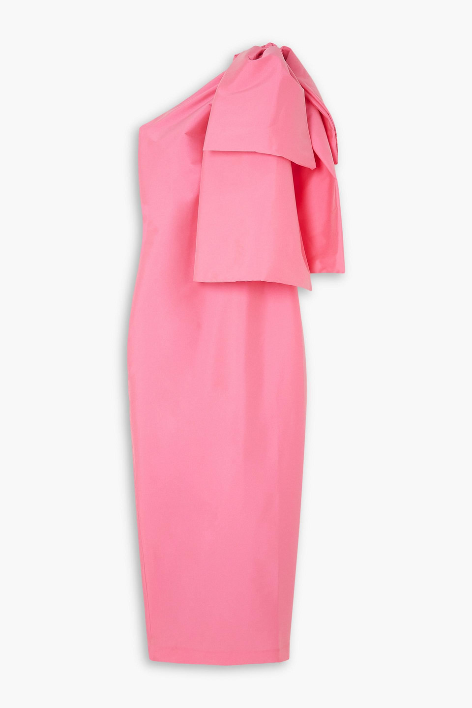 Bernadette Josselin One-shoulder Bow-detailed Taffeta Midi Dress In Pink