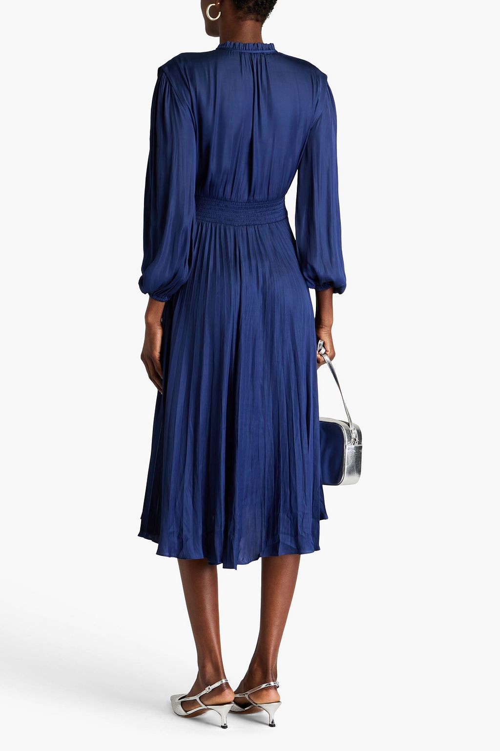MAJE Pleated satin midi dress