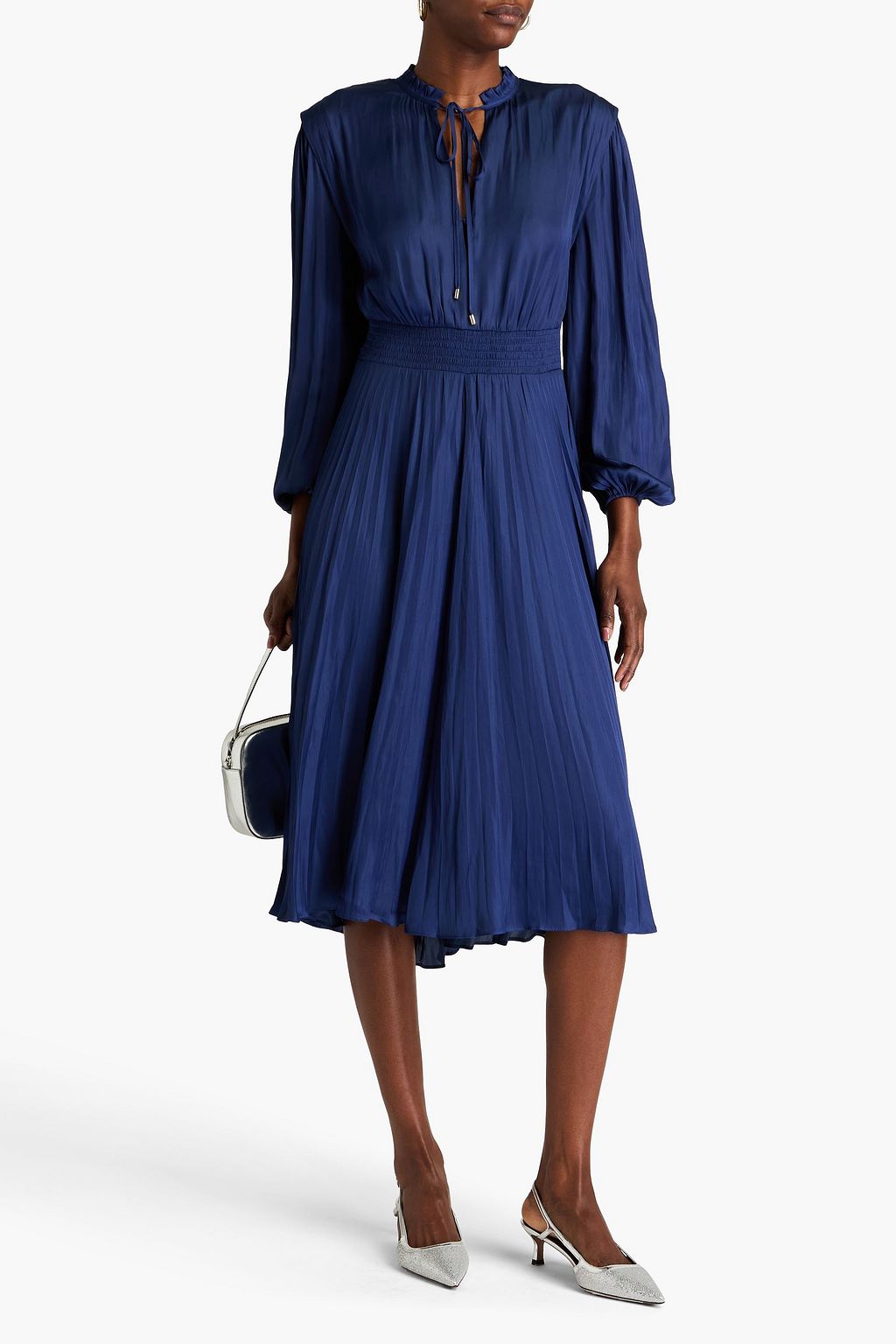MAJE Pleated satin midi dress
