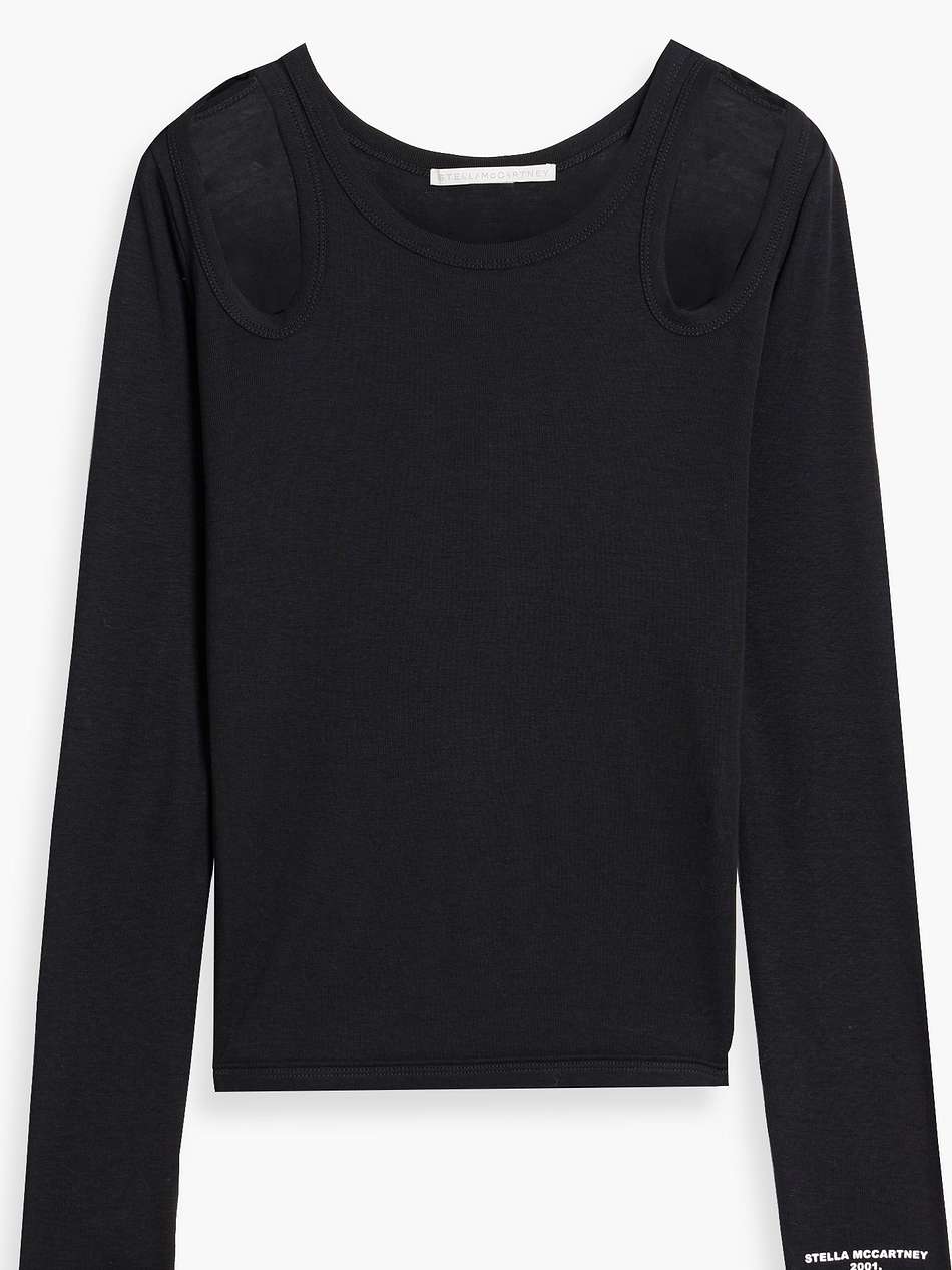 cutout lyocell and cotton-blend jersey top