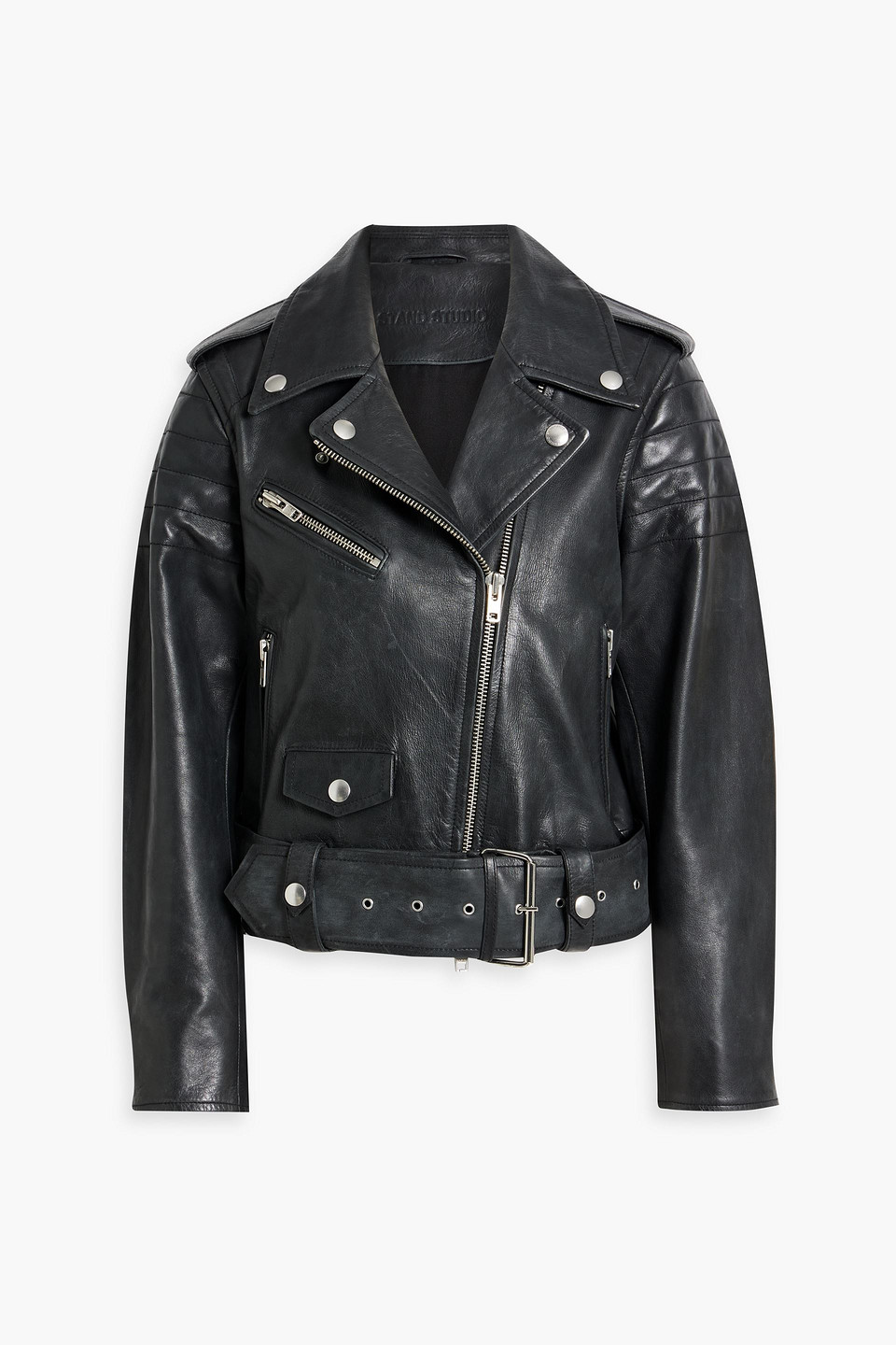 Stand Studio Icon Mc Leather Biker Jacket In Black