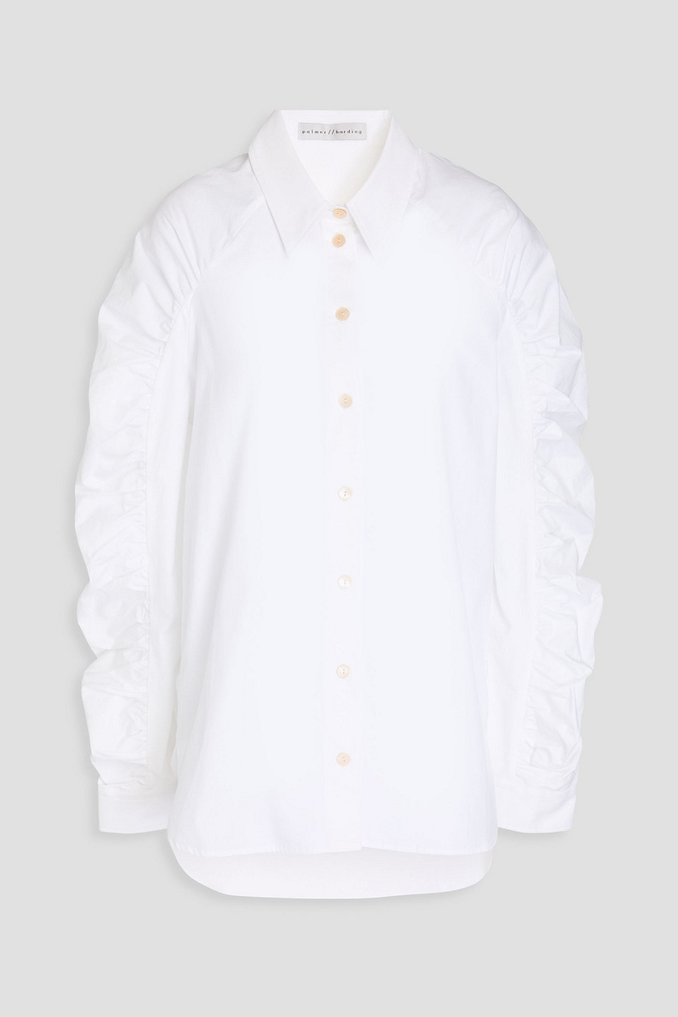 Palmer Harding Fleeting Ruched Cotton-poplin Shirt In White