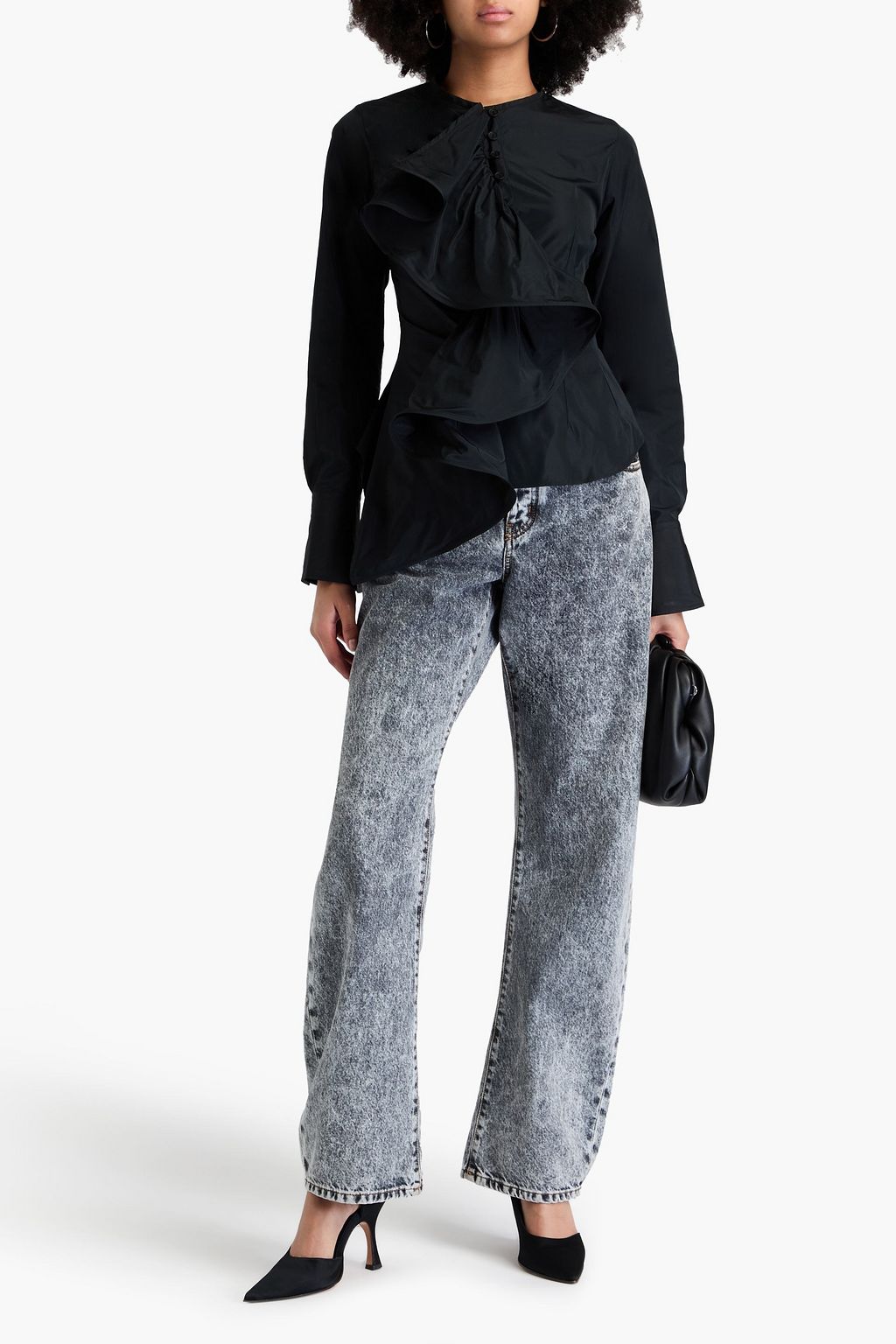 PALMER//HARDING Ruffled taffeta top