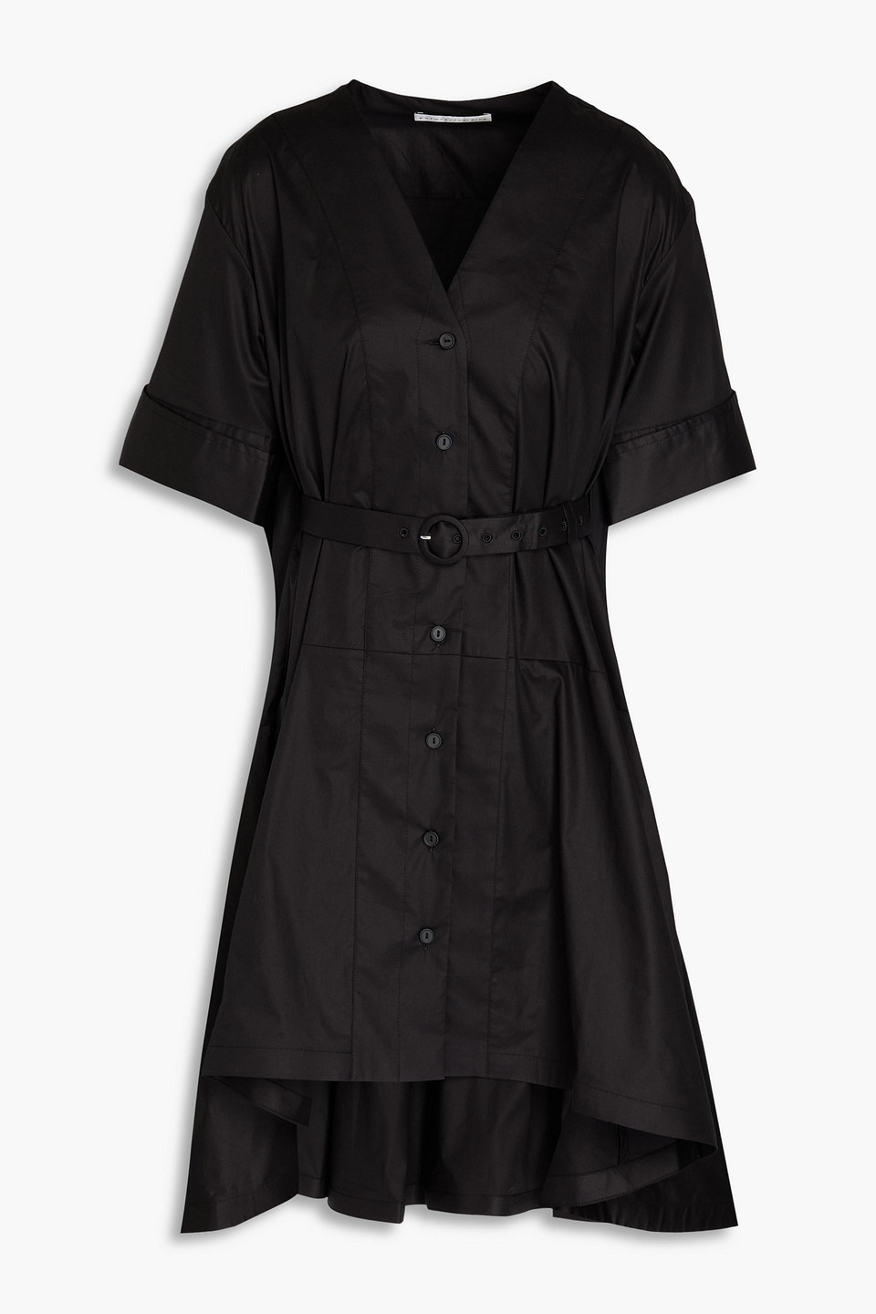 Palmer Harding Belted Stretch-cotton Poplin Mini Dress In Black