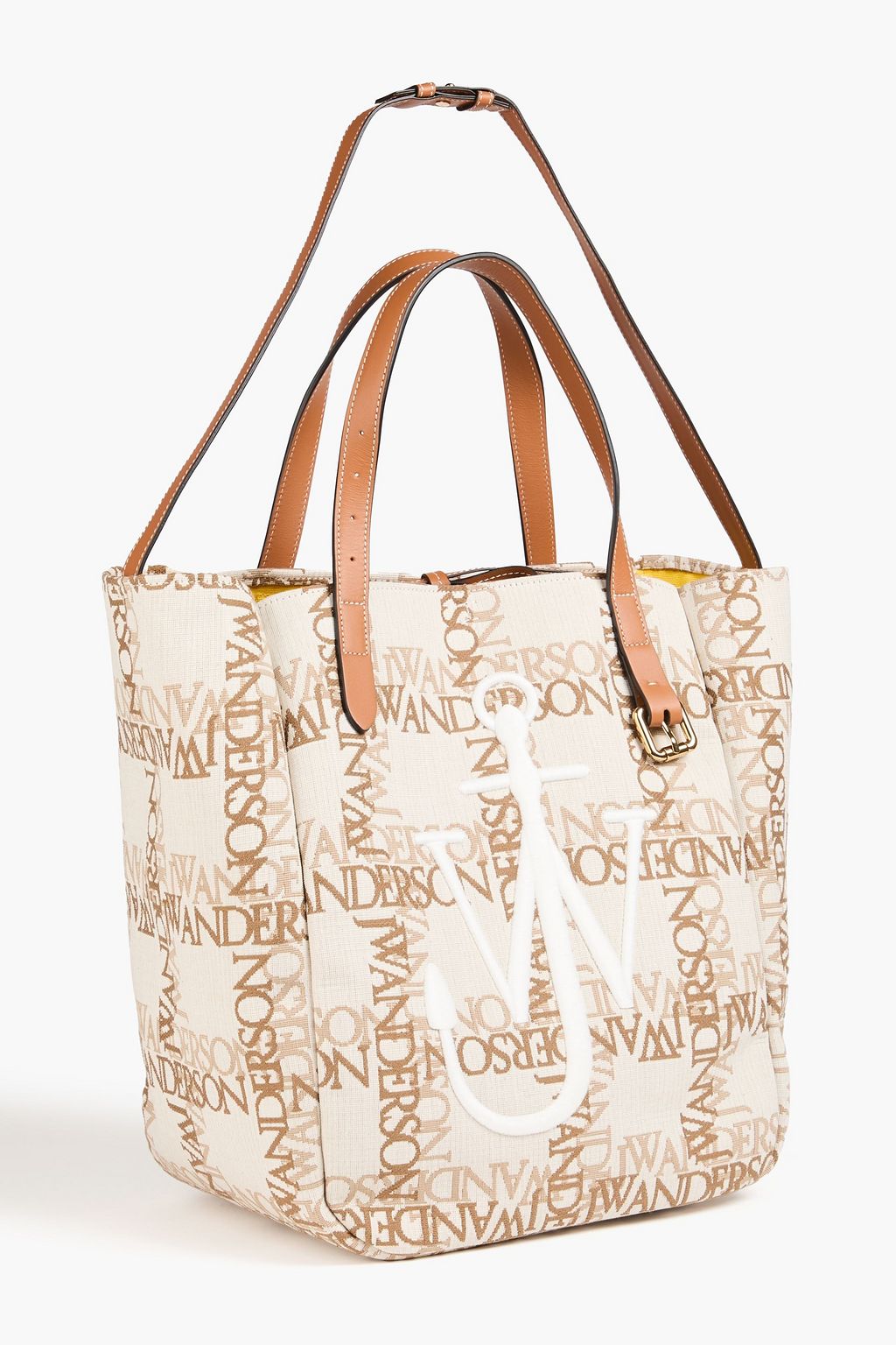 JW ANDERSON Embroidered leather-trimmed jacquard tote