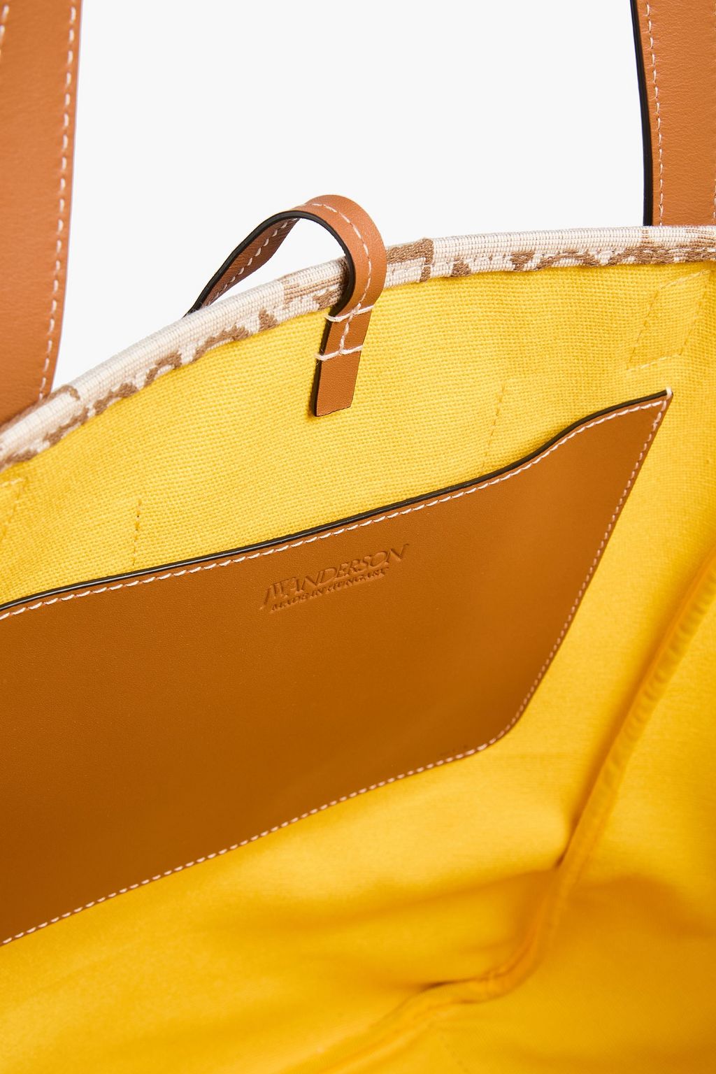 JW ANDERSON Embroidered leather-trimmed jacquard tote
