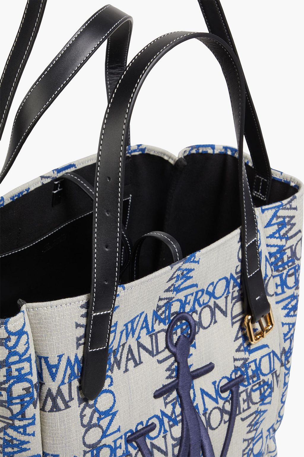 JW ANDERSON Embroidered leather-trimmed jacquard tote