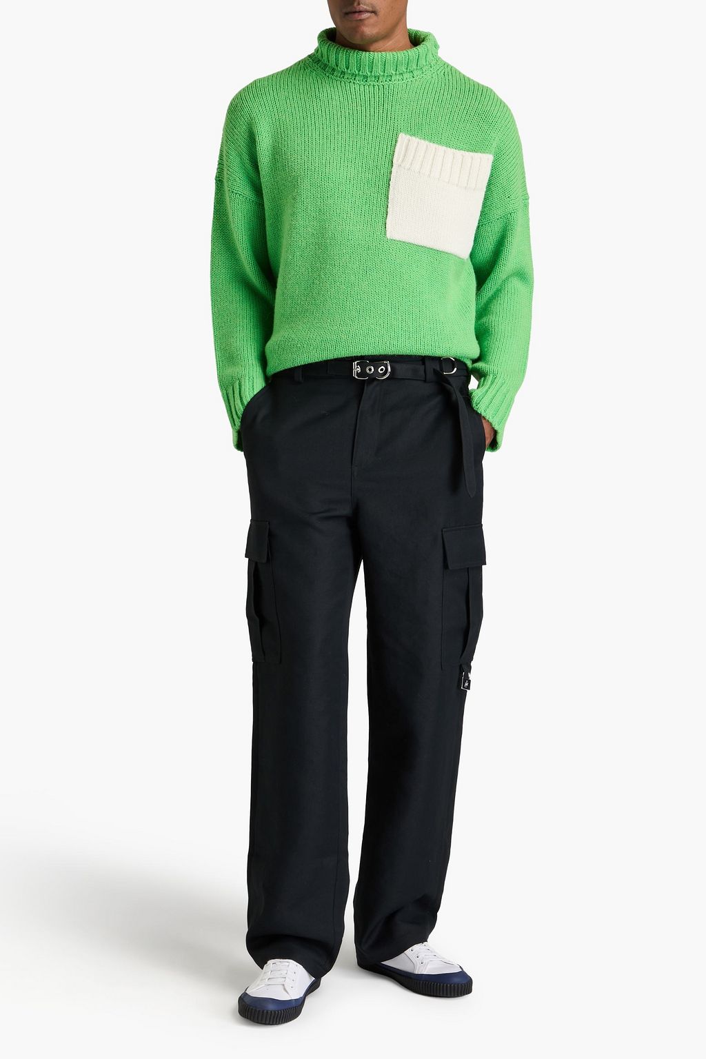JW ANDERSON بنطال كارغو مصنوع من التويل ومزود بحزام