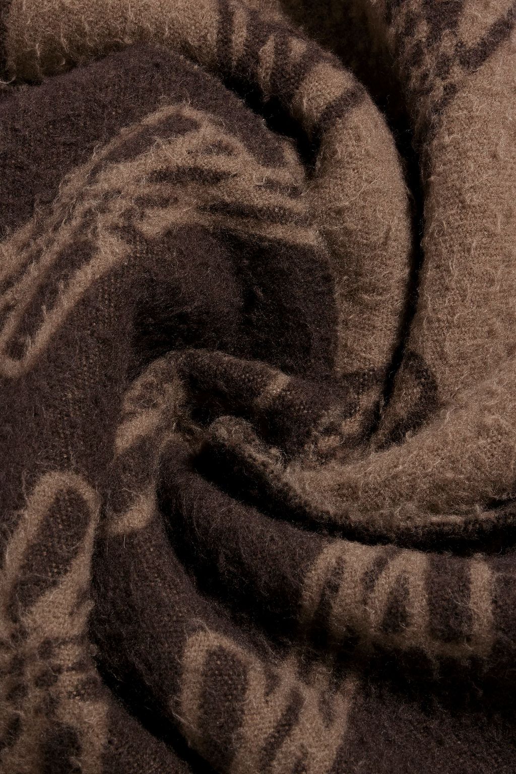 BALENCIAGA Fringed jacquard-knit wool scarf