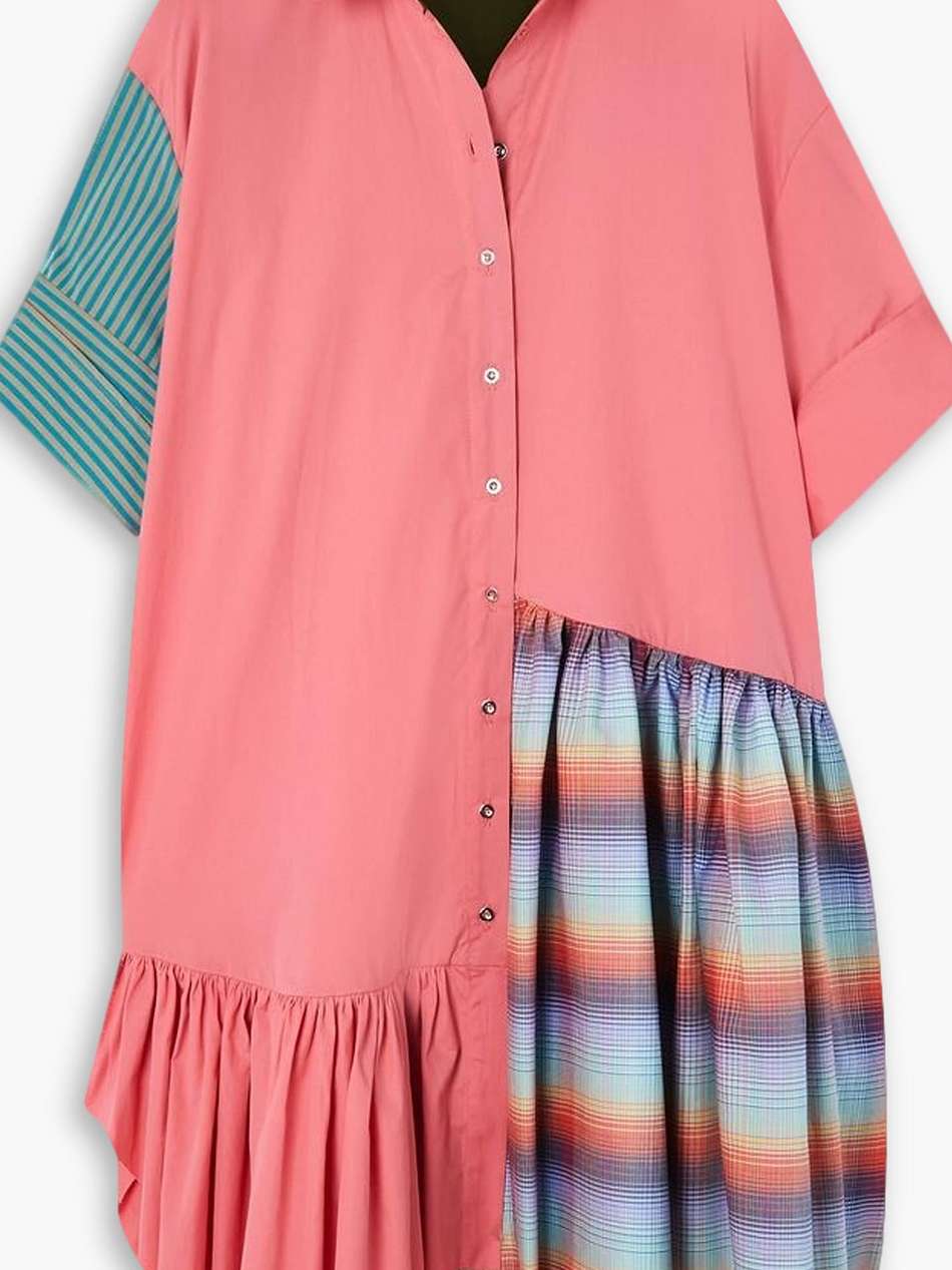 asymmetric paneled cotton-poplin mini dress