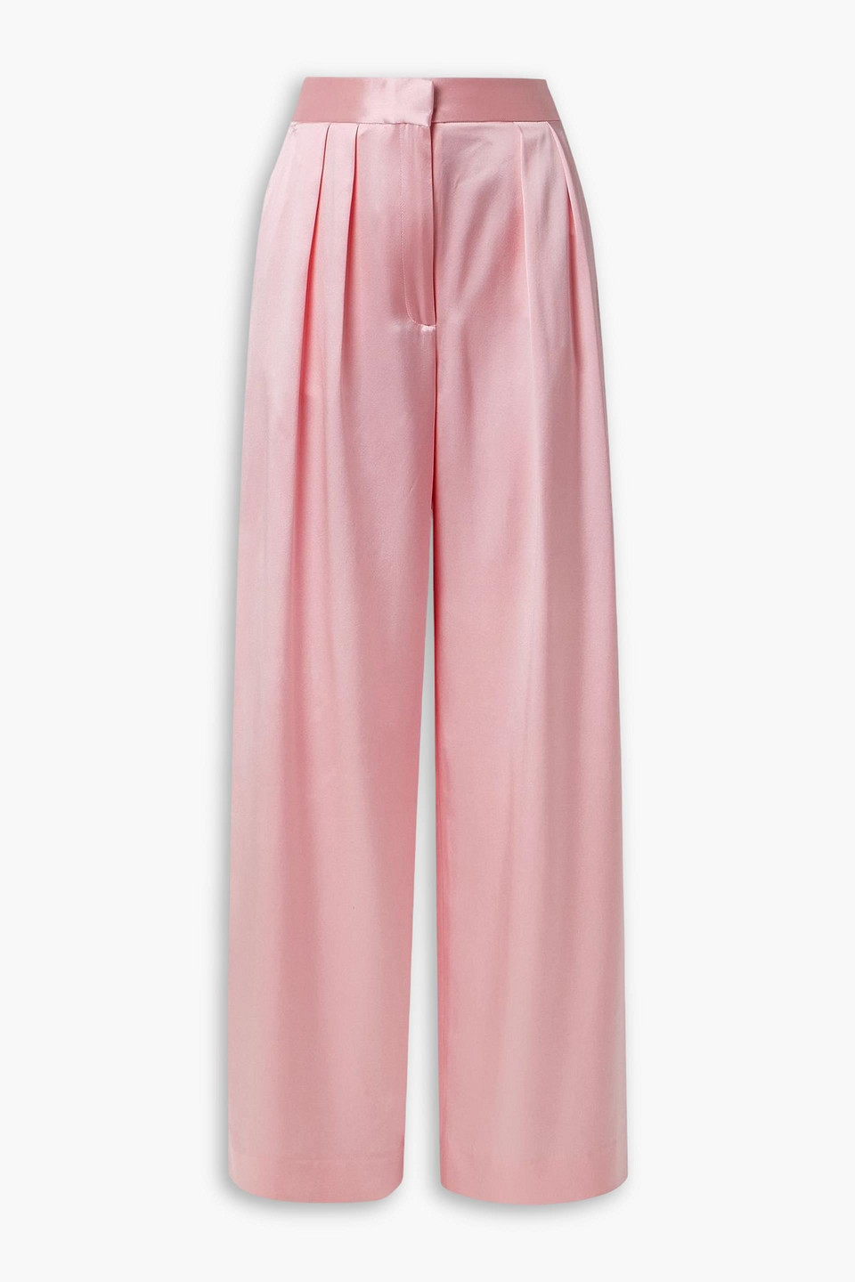 adam lippes - pleated silk-charmeuse wide-leg pants - pink - us 4