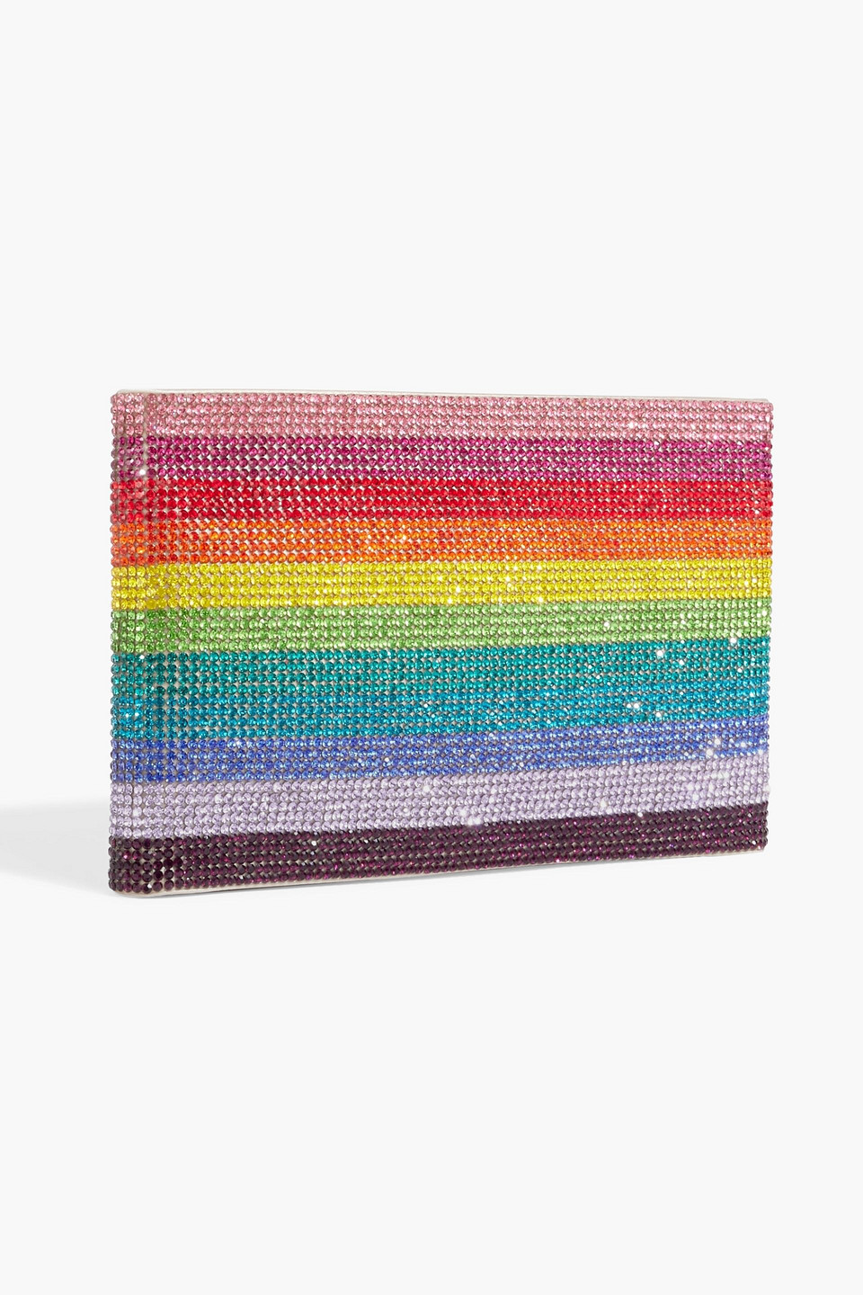 Judith Leiber Rainbow Crystal-embellished Satin Pouch In Multicolor
