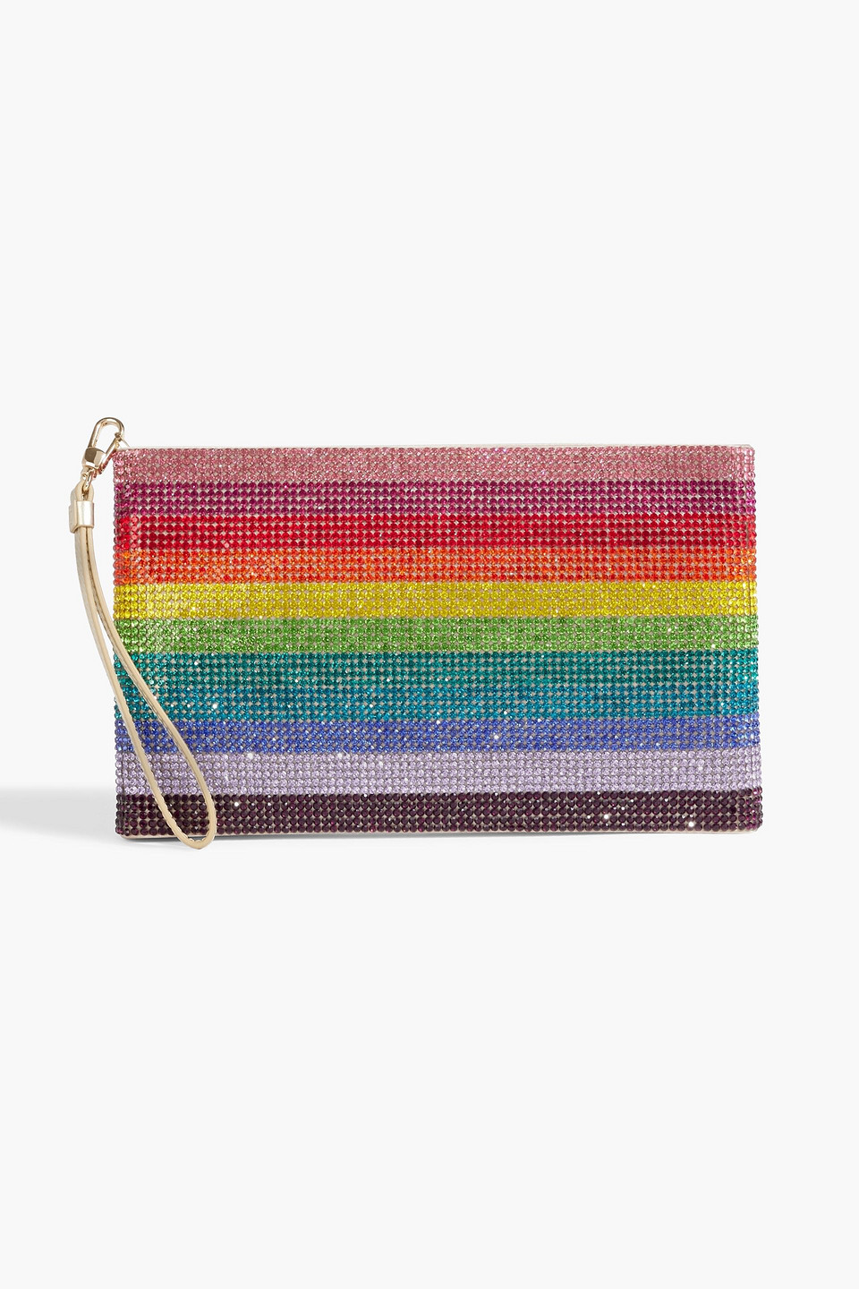 Judith Leiber Rainbow Crystal-embellished Satin Pouch In Multicolor