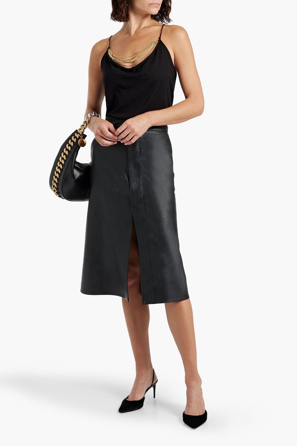 STELLA MCCARTNEY Chain-embellished wool-jersey tank
