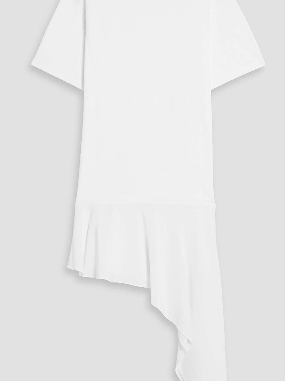 asymmetric crepe-paneled cotton-jersey midi dress