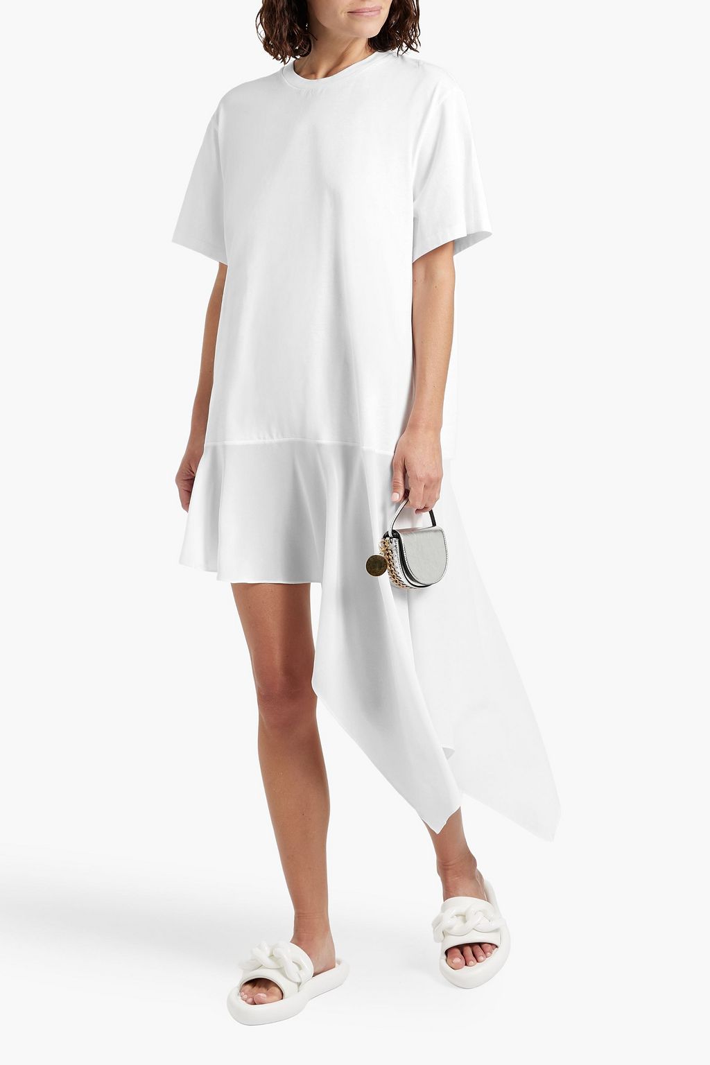 STELLA MCCARTNEY Asymmetric crepe-paneled cotton-jersey midi dress