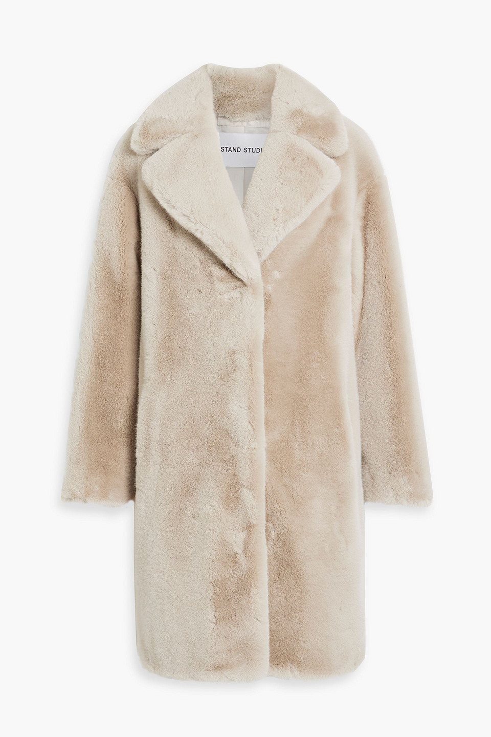 Shop Stand Studio Camille Faux Fur Coat In Stone
