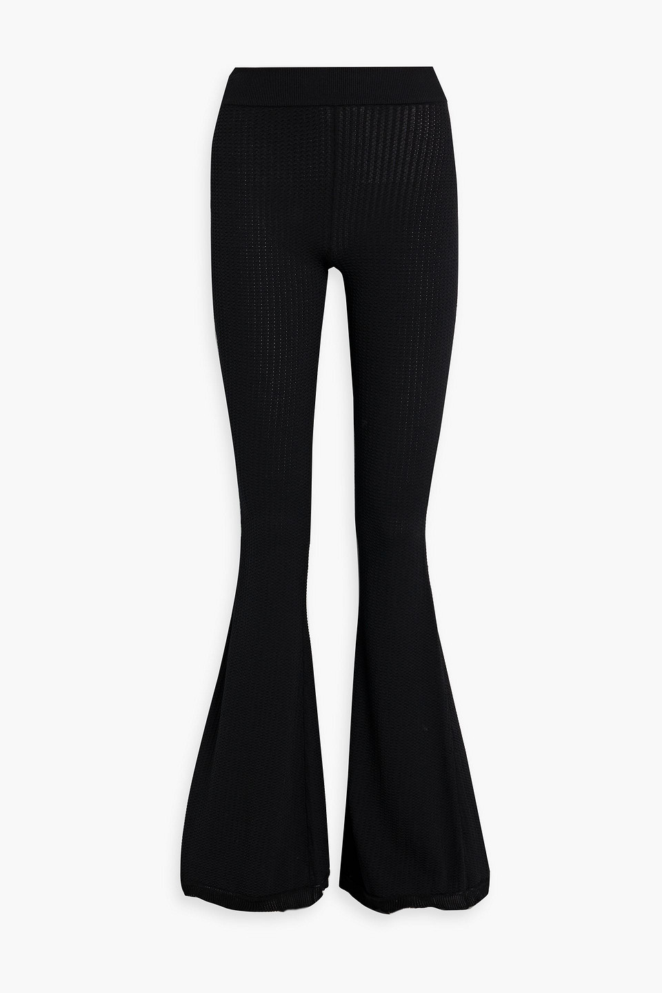 Shop Stella Mccartney Pointelle-knit Flared Pants In Black