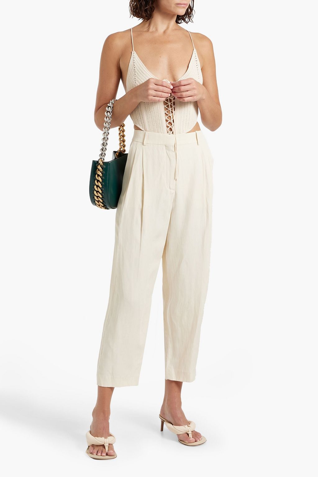 STELLA MCCARTNEY Pleated woven tapered pants