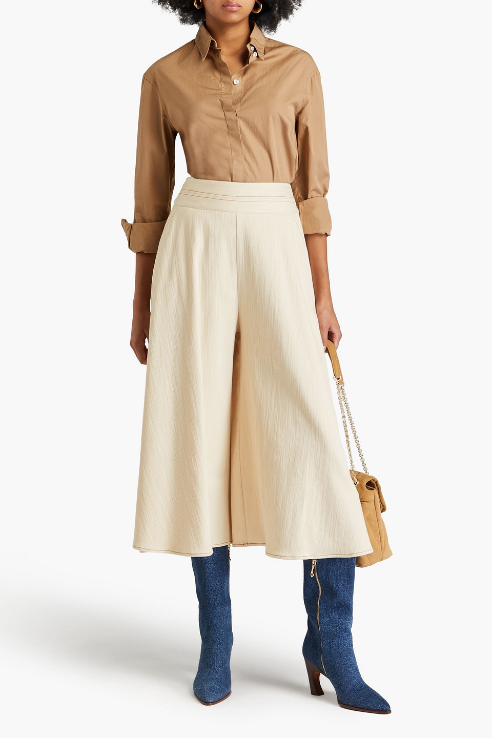 Palmer Harding Cropped High-rise Wide-leg Jeans In Ecru