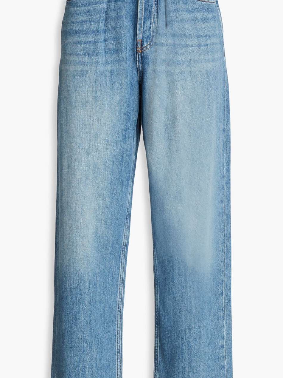 pleated high-rise tapered jeans