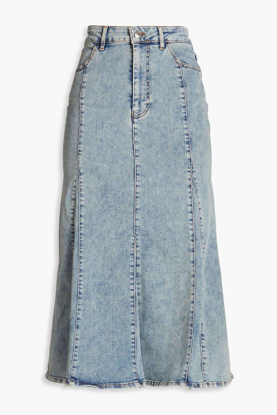Maje Denim Midi Skirt In Light Denim