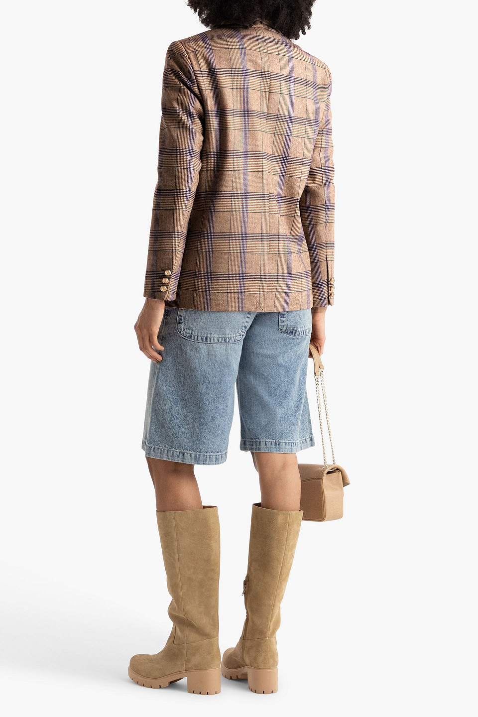MAJE PRINCE OF WALES CHECKED TWEED BLAZER