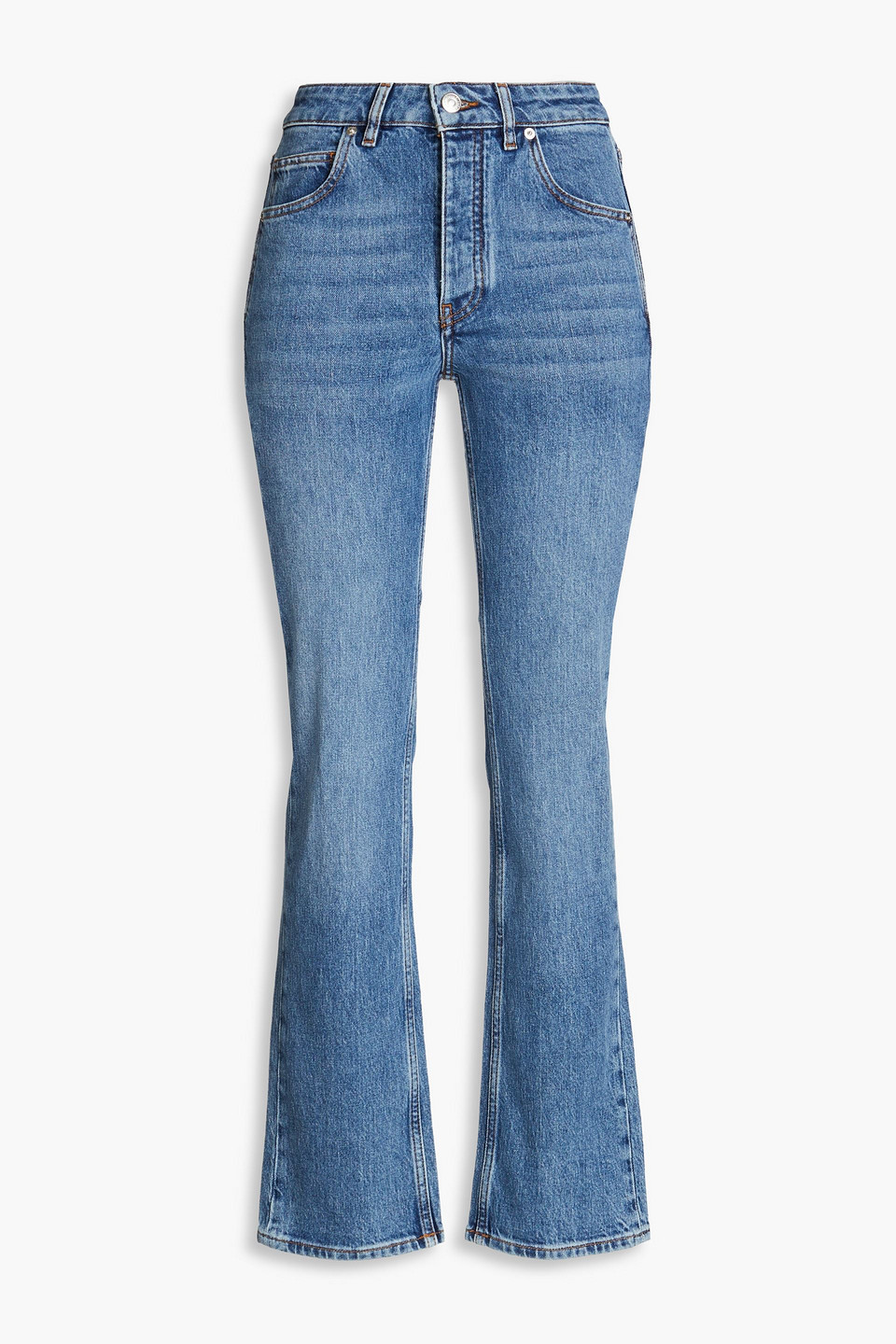 Maje Hoch Sitzende Bootcut-jeans In Mittelblauer Denim