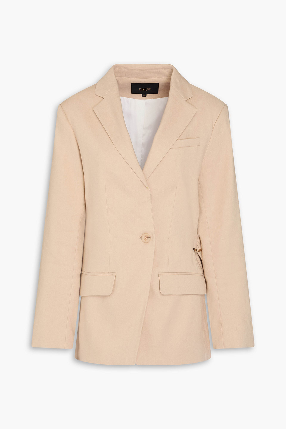 Maje Single-breasted Twill Blazer In Beige
