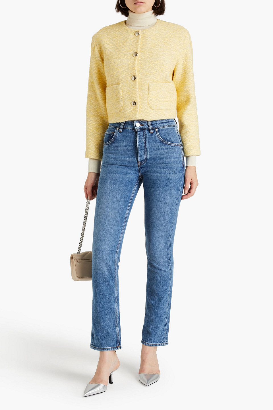 Maje Jacke Aus Tweed In Pastellgelb