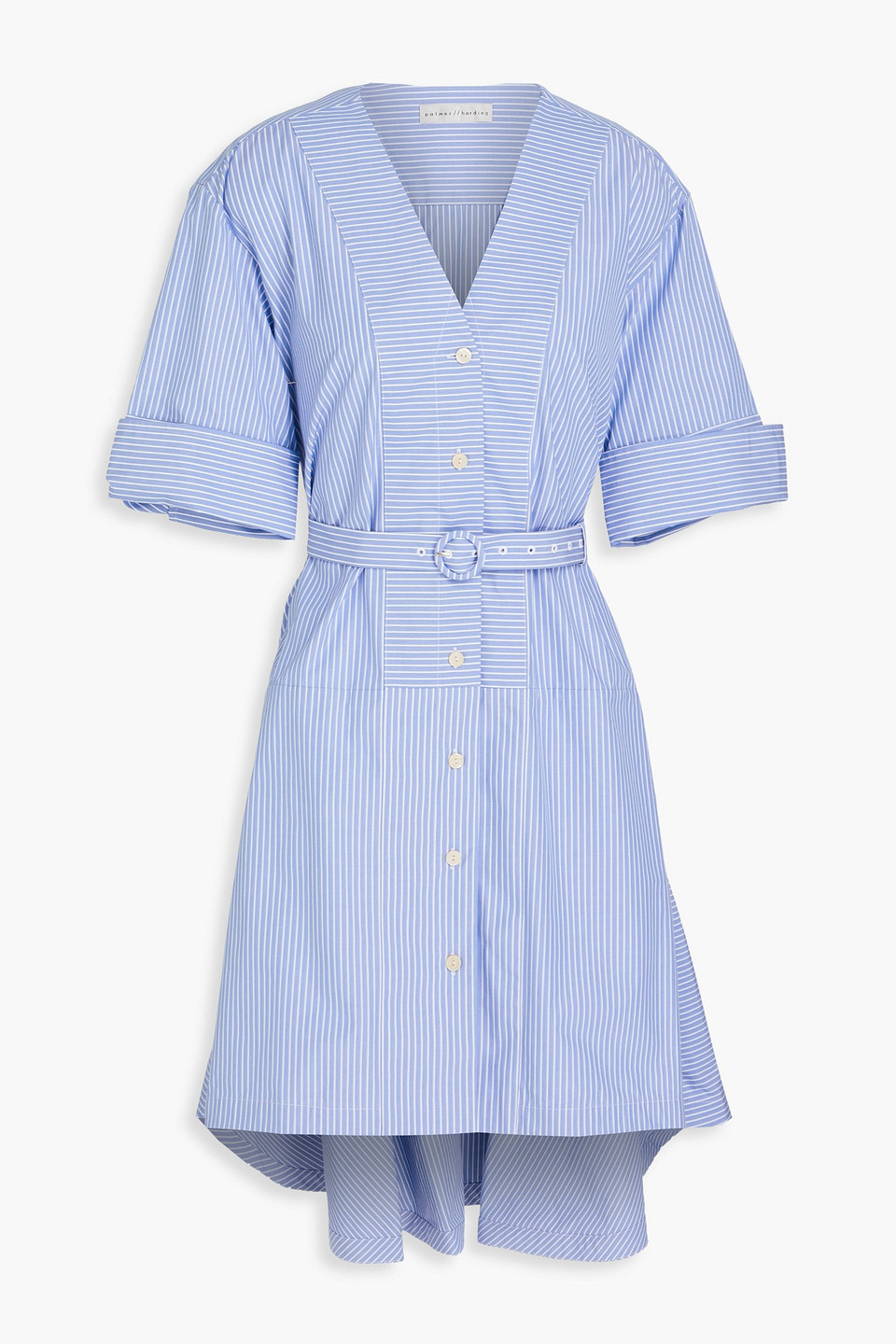 Palmer Harding Reset Striped Cotton-poplin Mini Dress In Light Blue