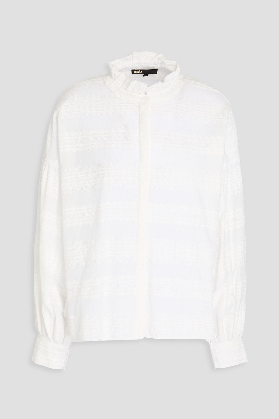 Embroidered cotton-mousseline shirt