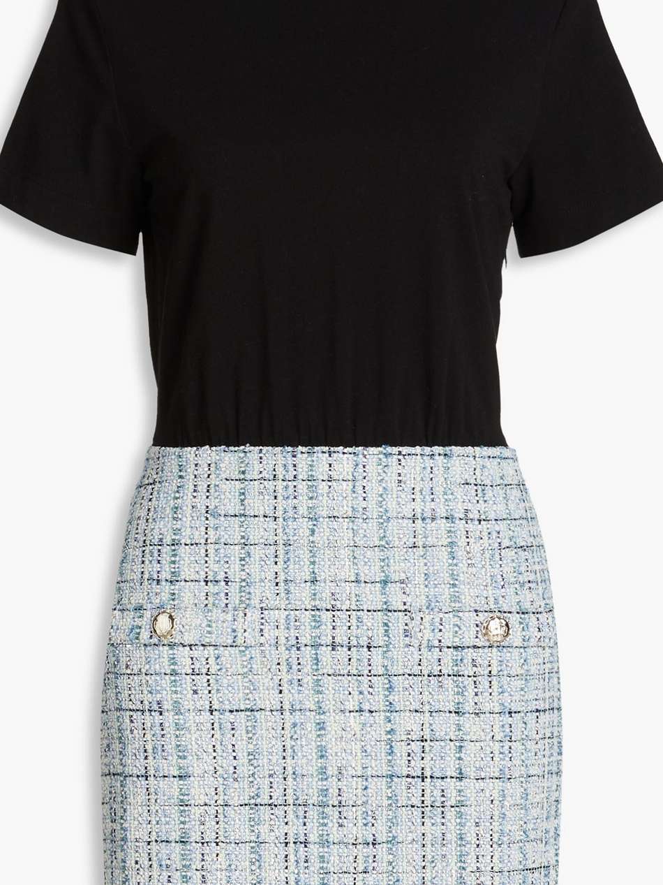 cotton-blend jersey and tweed mini dress