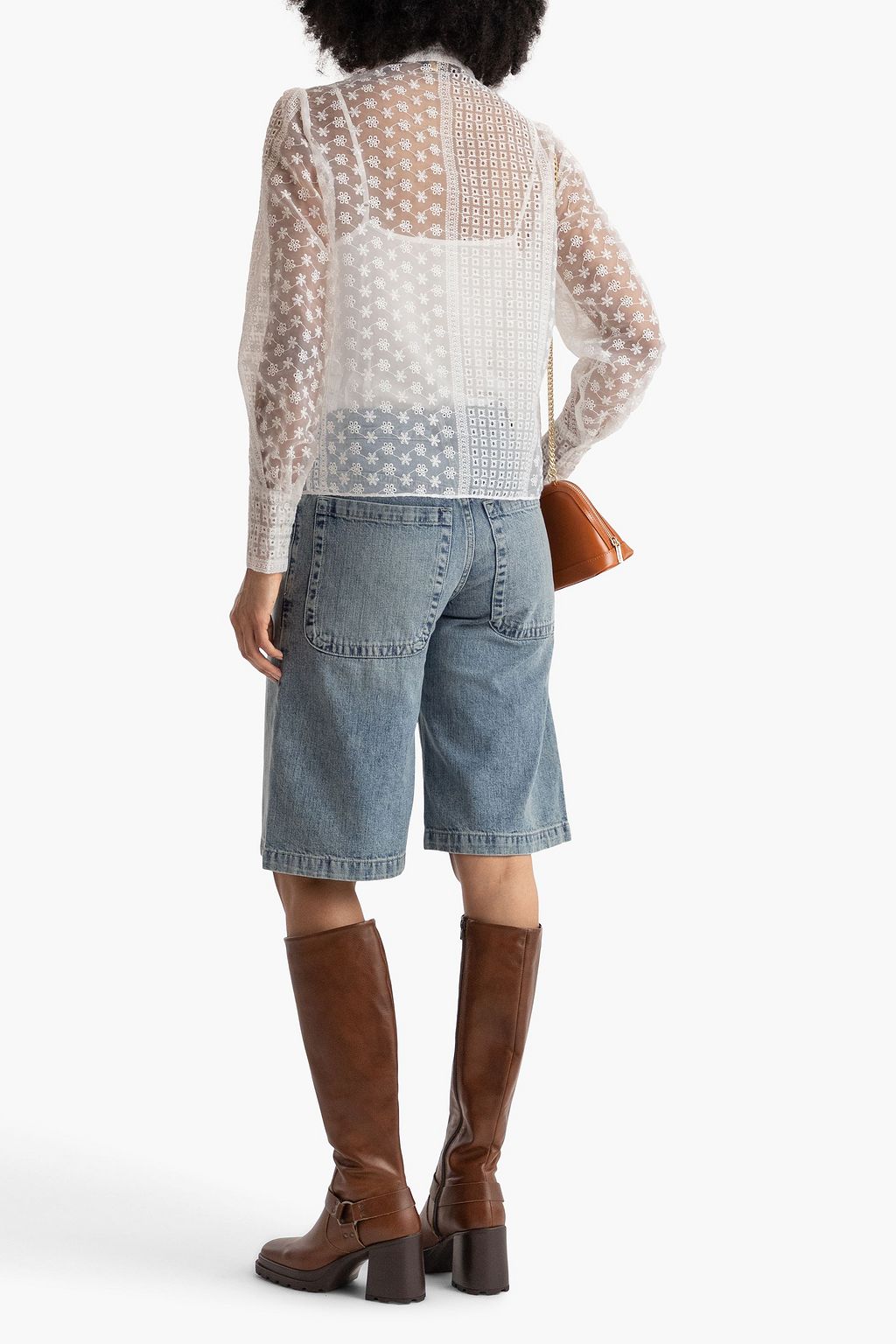 MAJE Embroidered cotton-blend organza shirt