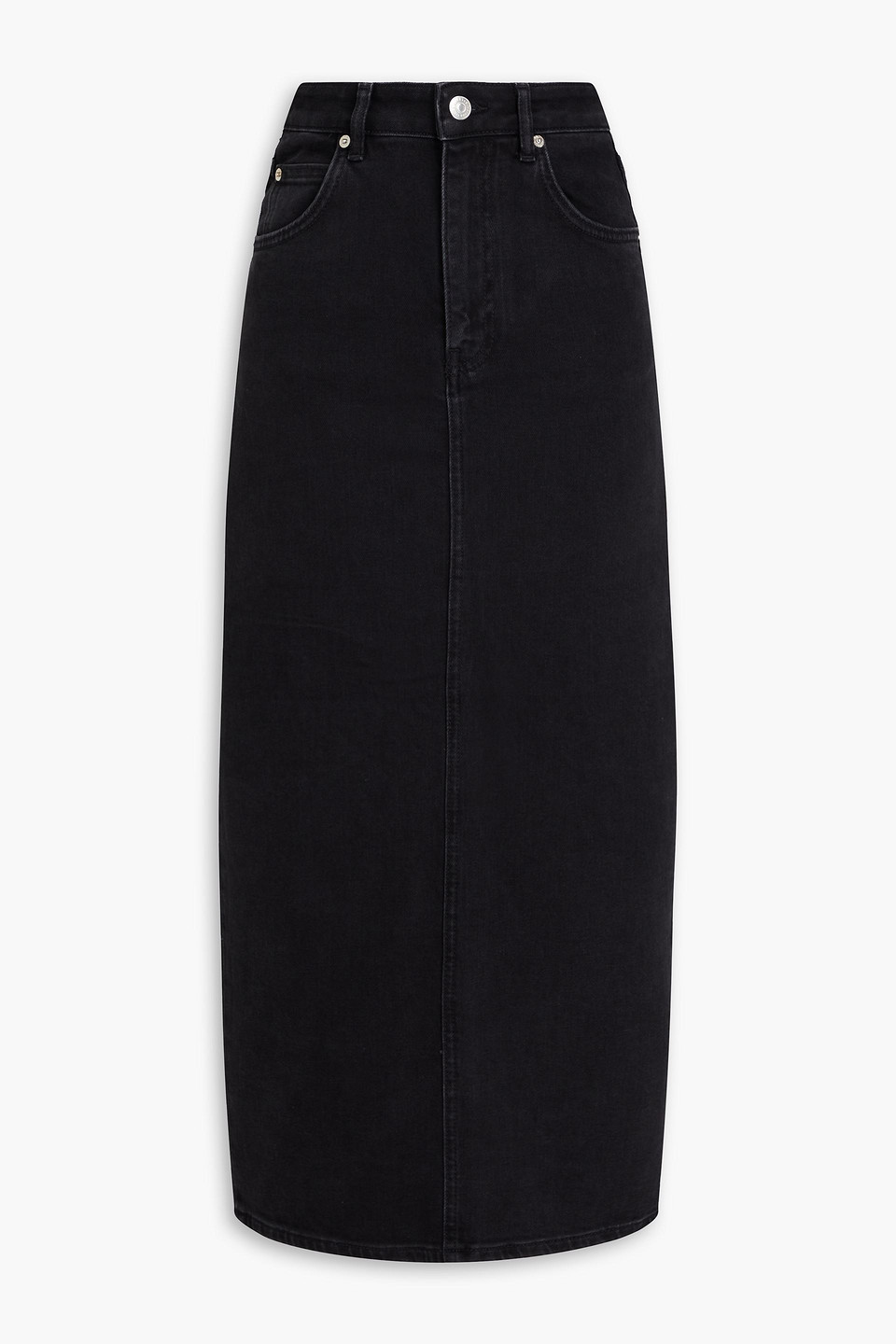 Maje Denim Midi Skirt In Black