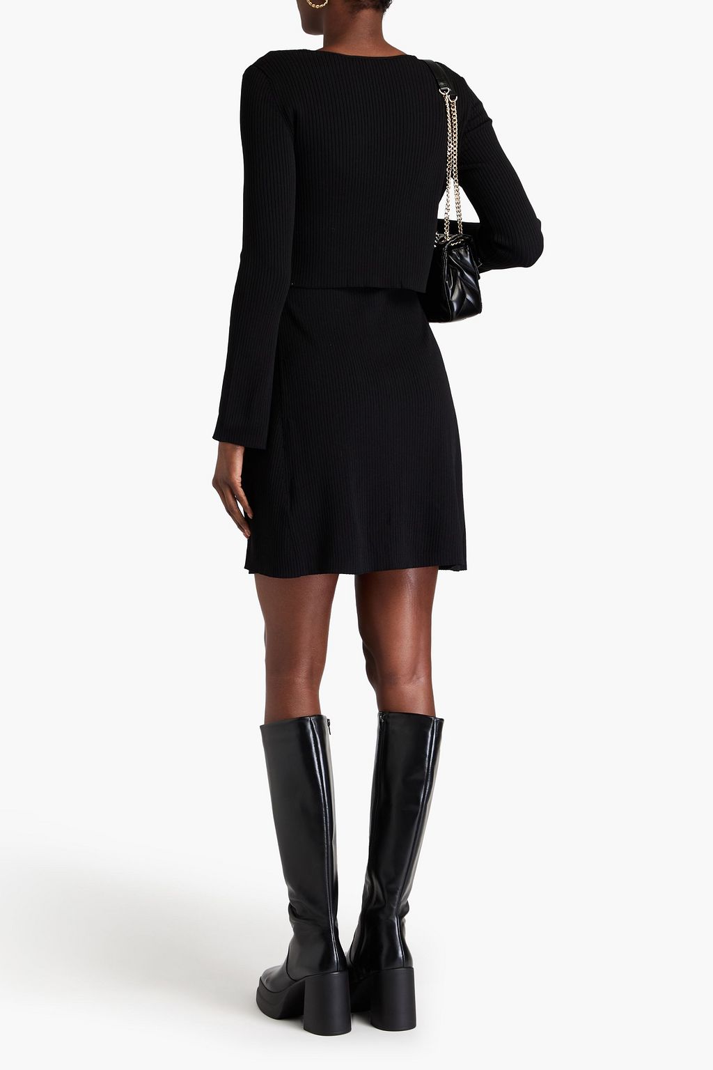 MAJE Ribbed-knit mini dress and cardigan set
