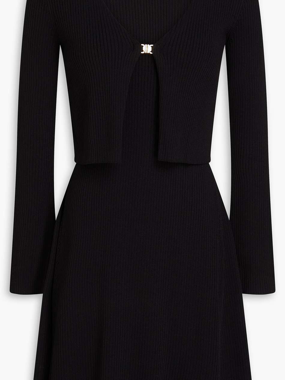 ribbed-knit mini dress and cardigan set