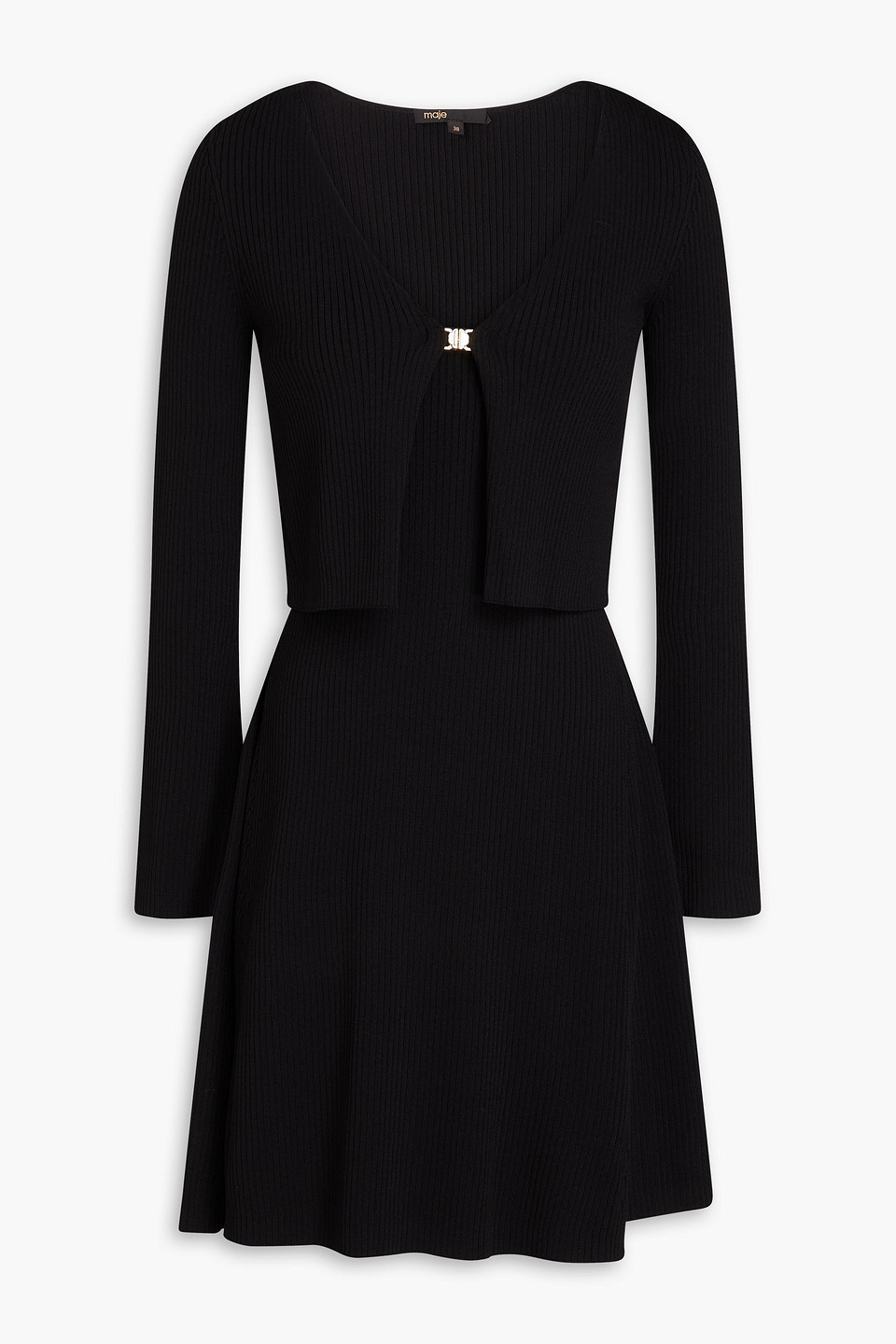 Maje Minikleid Aus Rippstrick In Schwarz