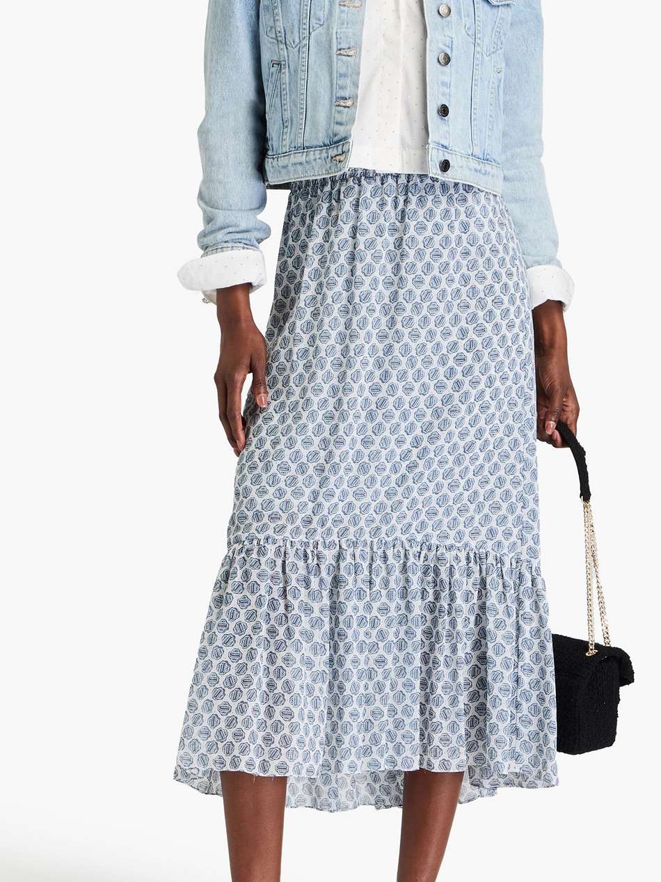 printed crepe midi skirt