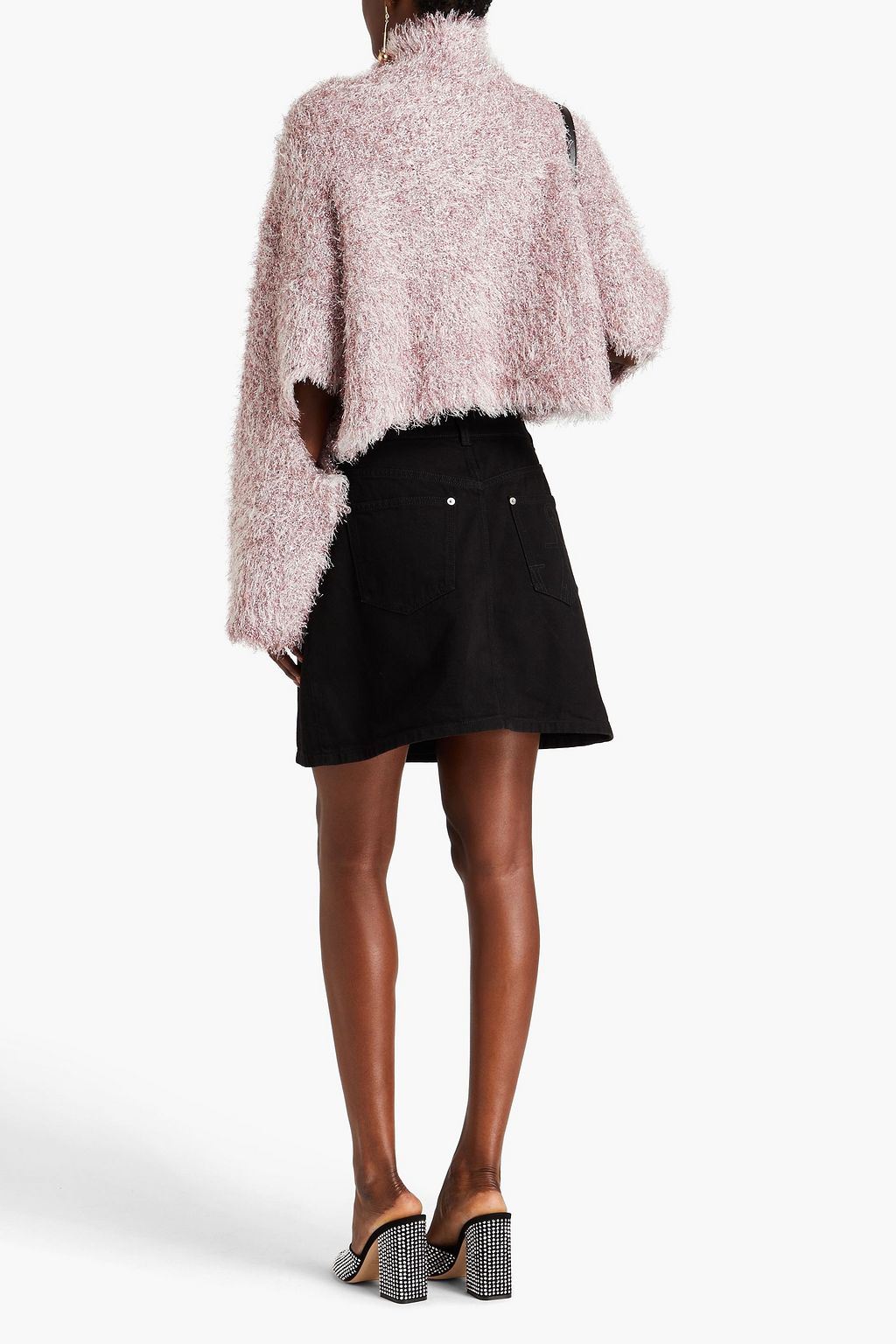 JW ANDERSON Cropped metallic tinsel turtleneck sweater