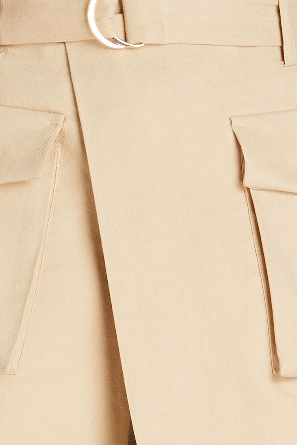 MAJE Belted wrap-effect linen-blend shorts