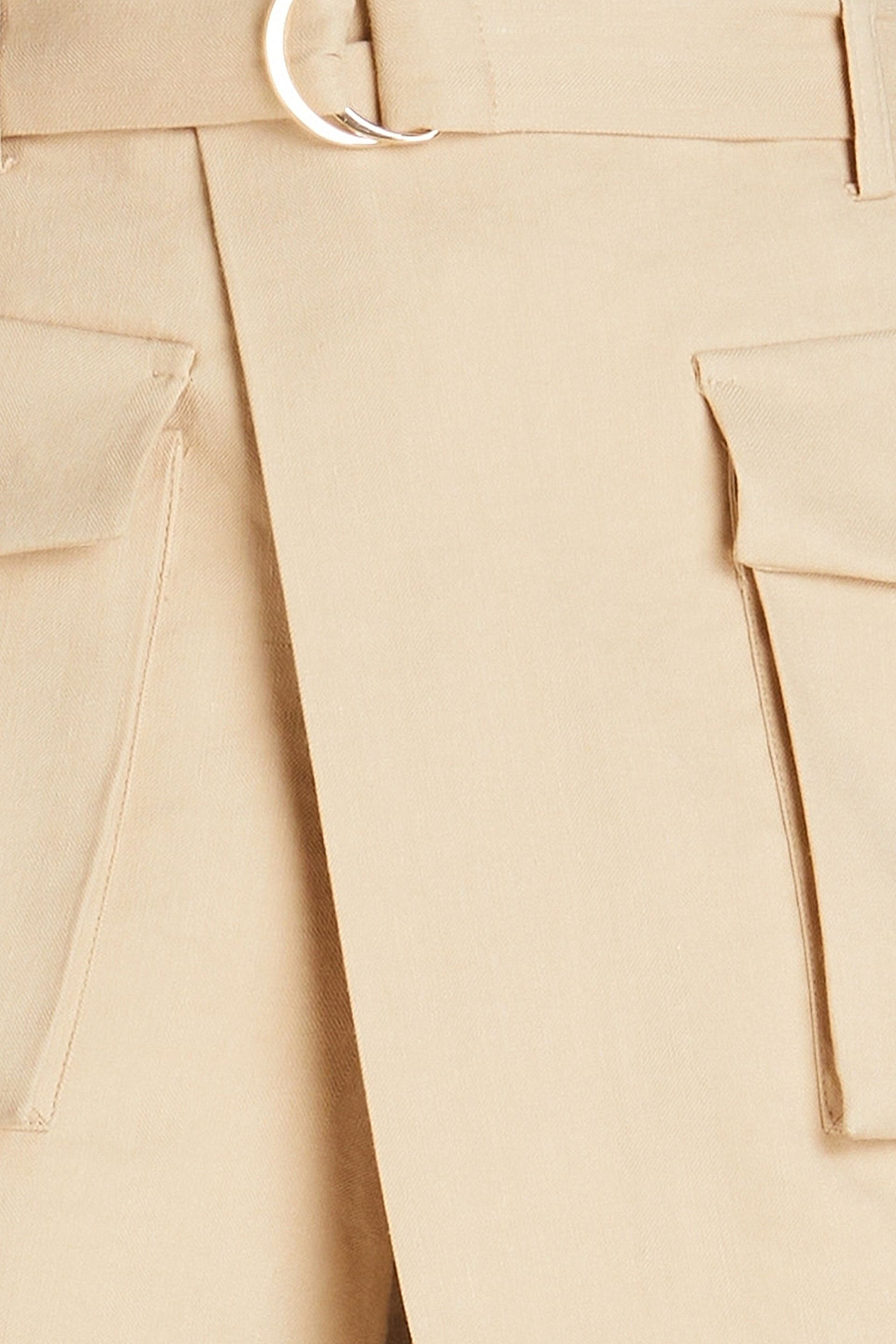MAJE Belted wrap-effect linen-blend shorts thumbnail
