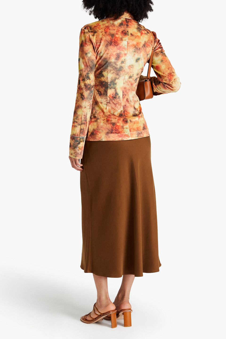 Nanushka Annick Abstract-print Stretch-velvet Shirt In Pastel Yellow