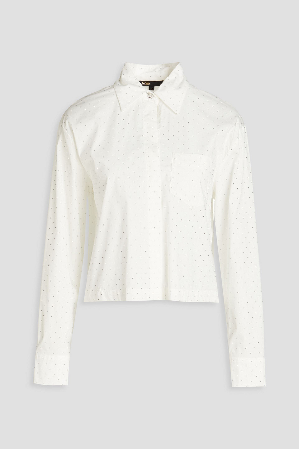 Maje Crystal-embellished Cotton-blend Shirt In White