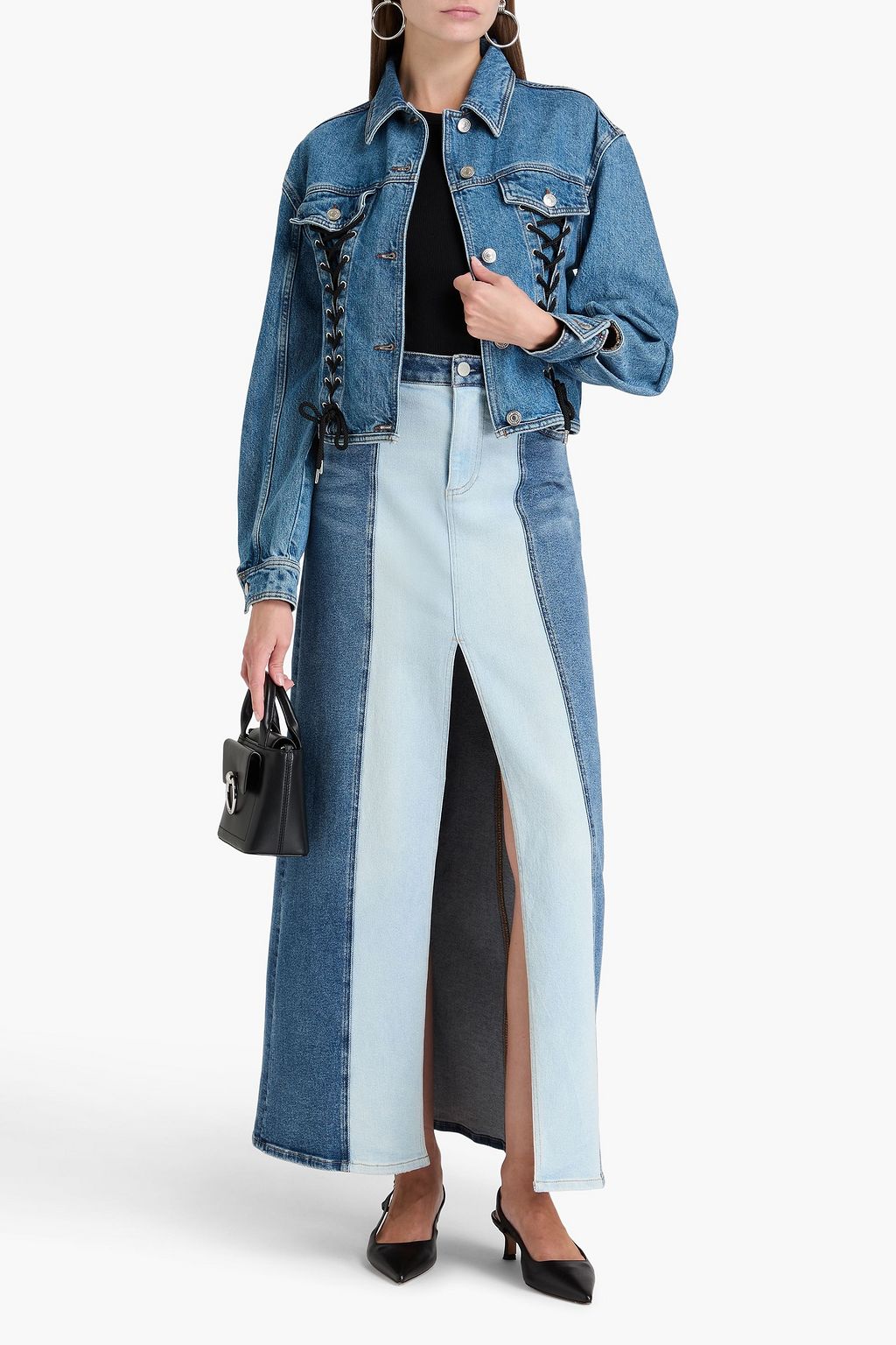 MAJE Lace-up denim jacket
